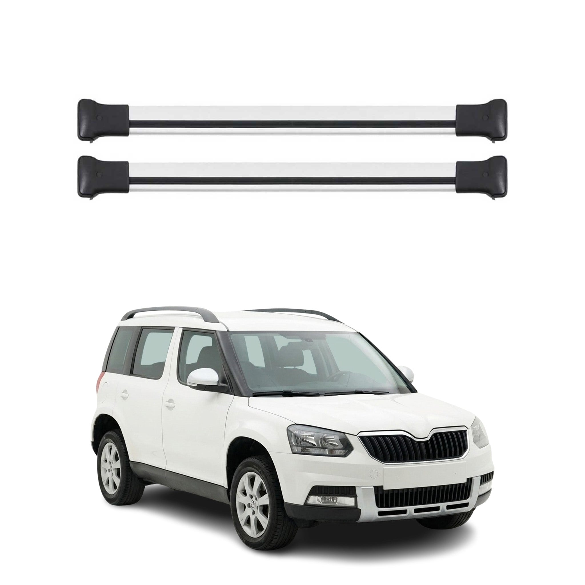 Barres de toit transversales pour Skoda Yeti 2009-2017 Aluminium Gris
