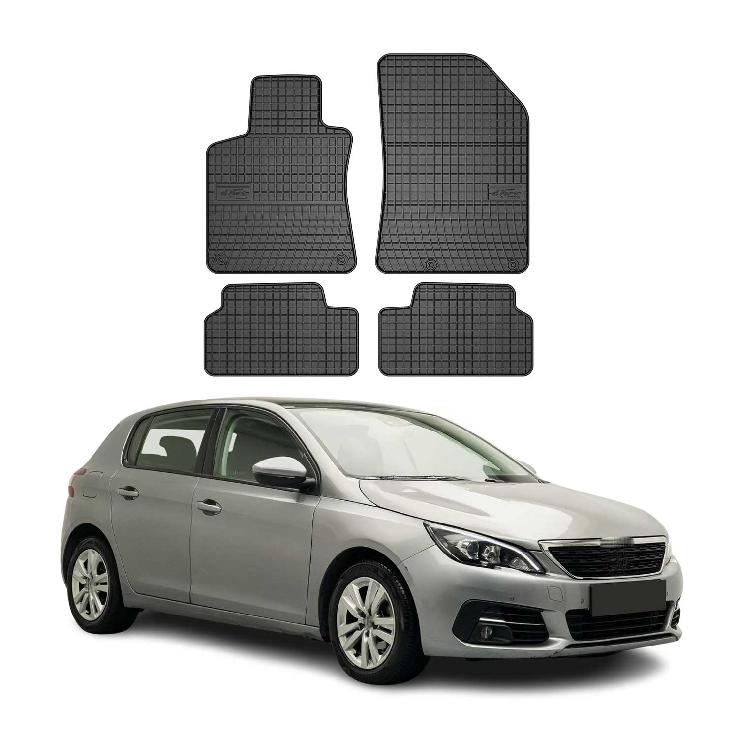 Tapis de Sol pour Peugeot 308 2013-2021 Caoutchouc Noir