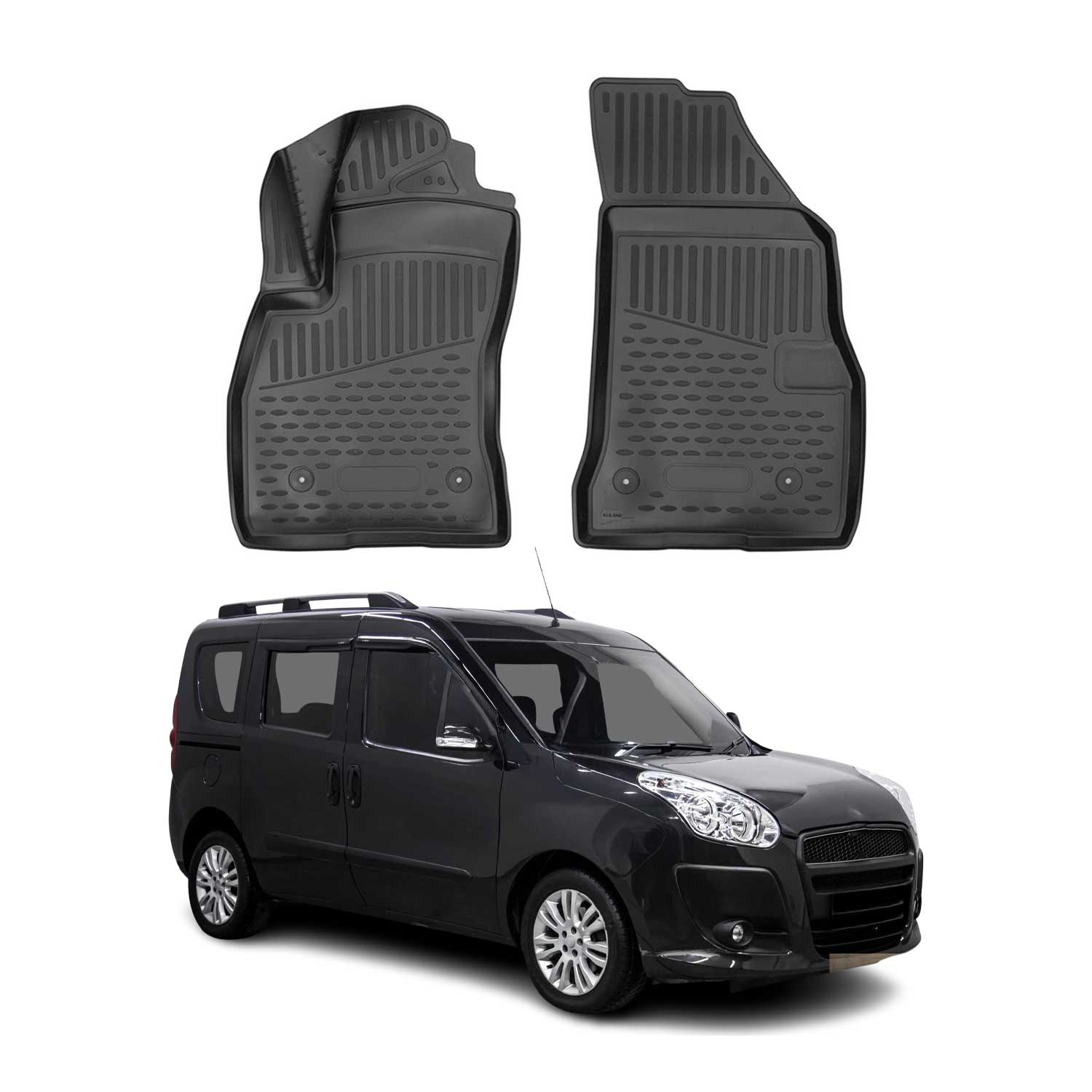 OMAC Tapis de sol pour Fiat Doblo Cargo Maxi 2015-2022 en caoutchouc Noir