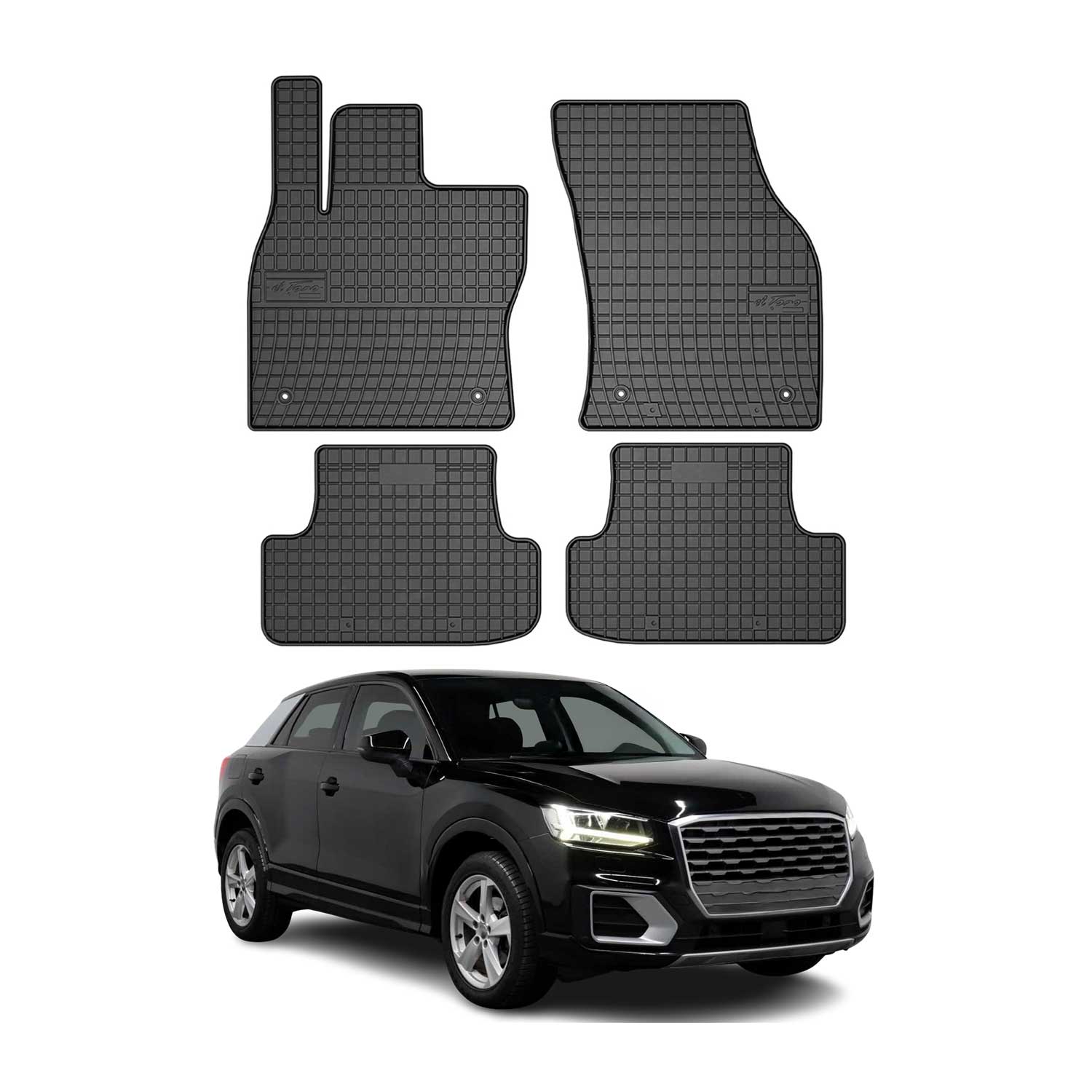 OMAC Tapis de sol pour Audi Q2 2017-2026 Noir en caoutchouc