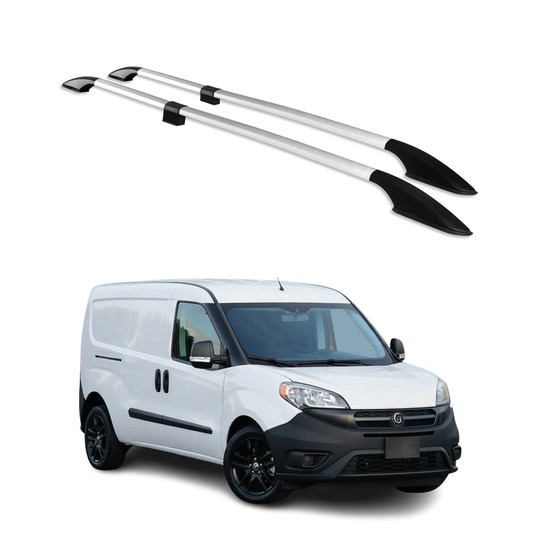 Barres de toit longitudinales pour Fiat Doblo Maxi 2010-2021 Aluminium Gris