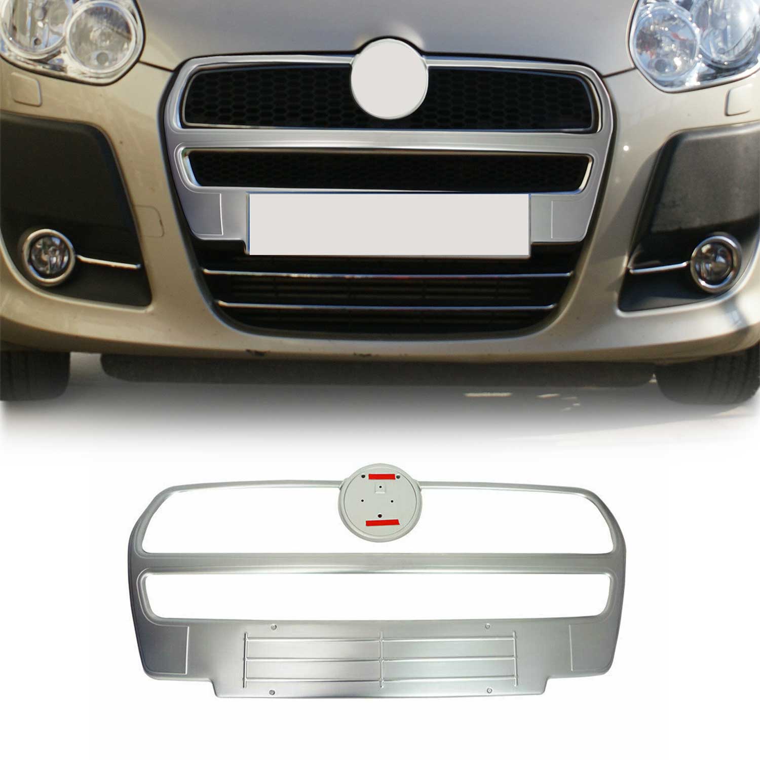 Moulure de Grille de Calandre pour Fiat Doblo 2010-2015 en Acier Chromé 2Pcs