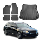 Kit Tapis de sol et coffre pour Audi A6 C6 Allroad Break 2004-08 PRE FL Noir TPE