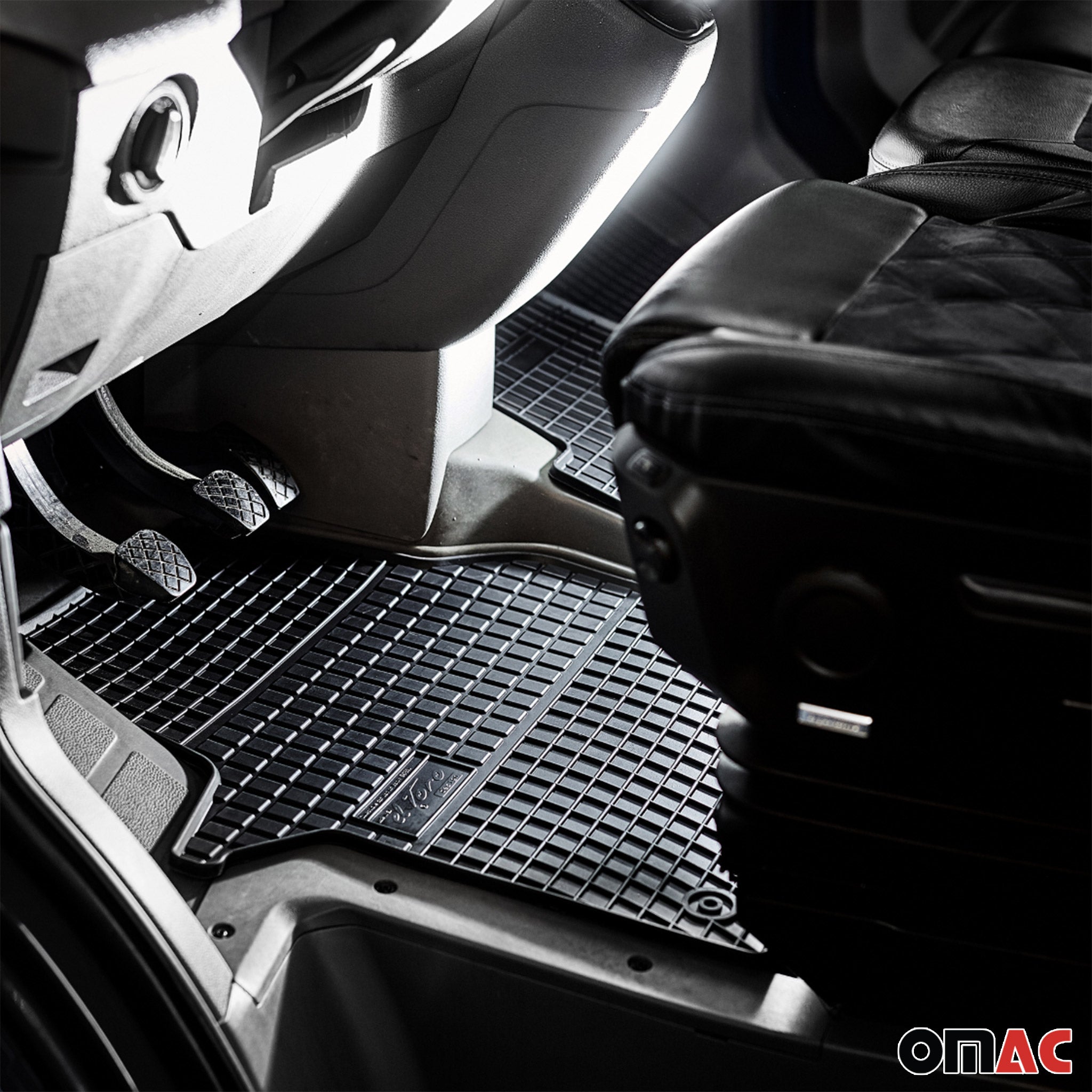OMAC Tapis de Sol pour Chevrolet Spark 2009-2015 Caoutchouc Noir