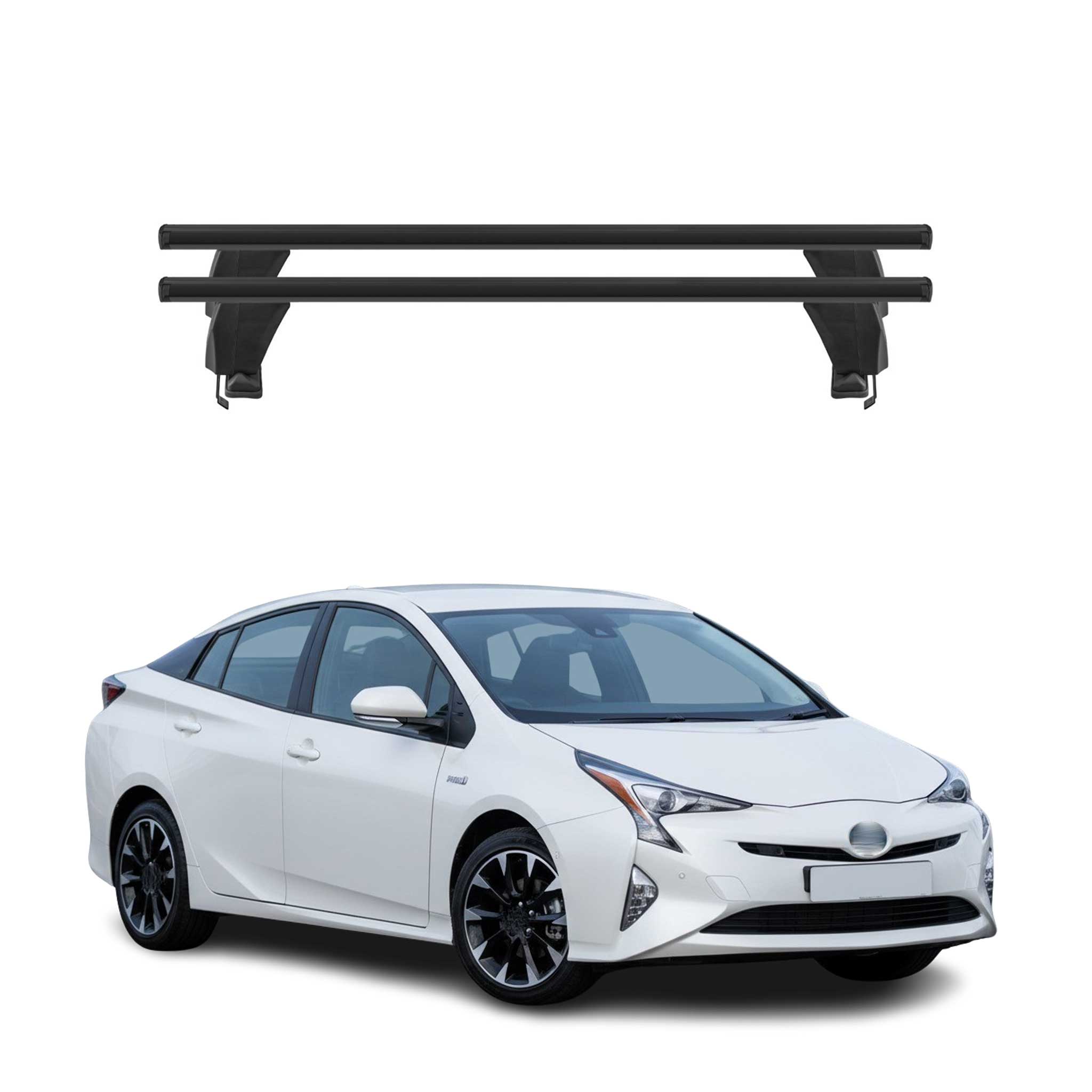 Menabo Barres de toit Transversales pour Toyota Prius IV 2015-2018 Alu Noir ABE