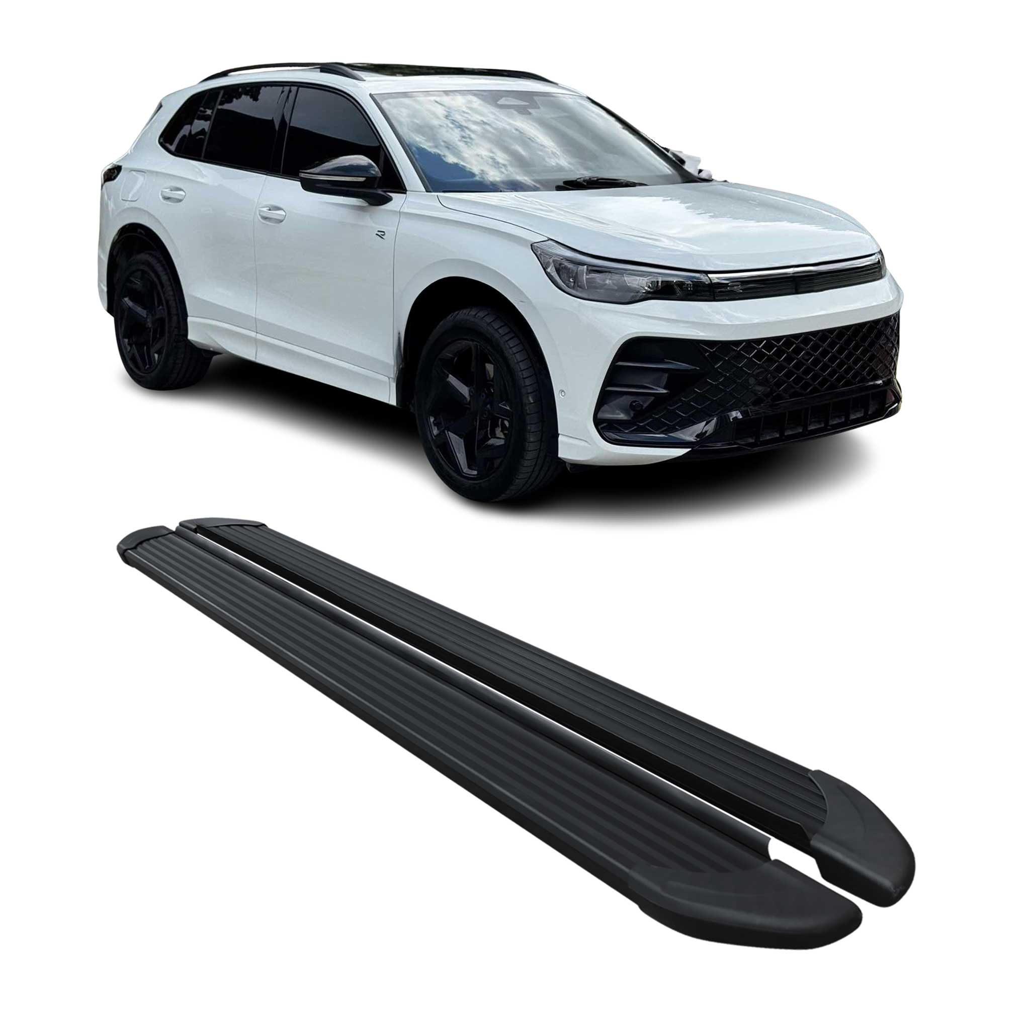 Marchepieds latéraux pédale pour VW Tiguan mk3 2024-2026 Noir 2Pcs Aluminium