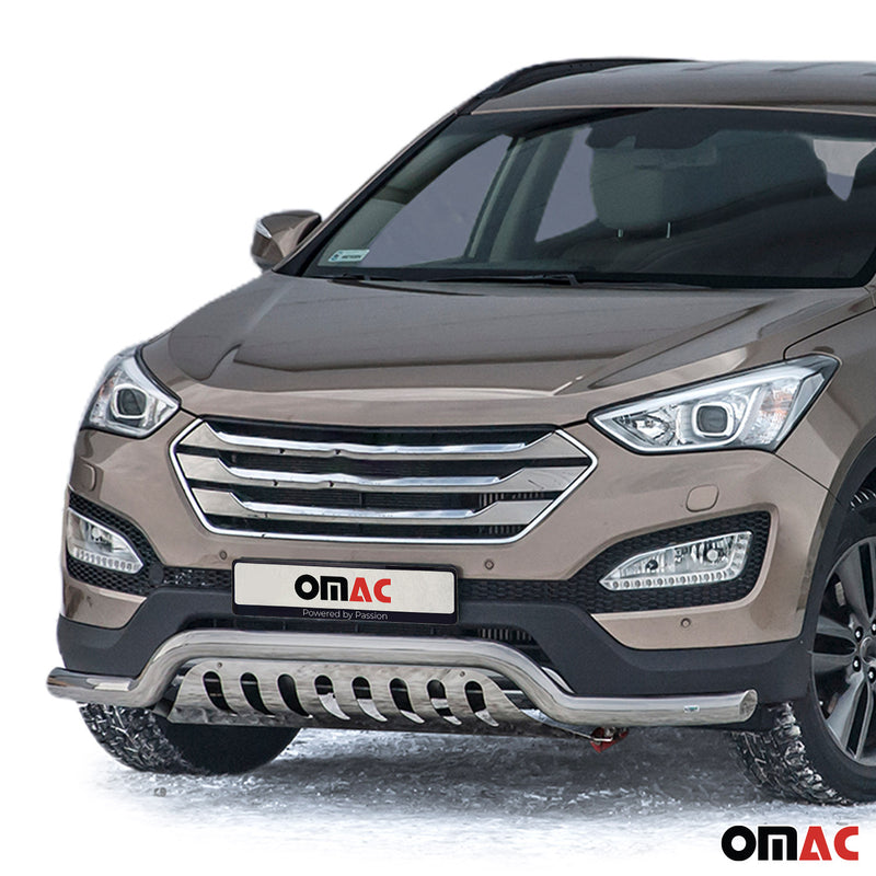 Pare-Buffle Avant Pour Hyundai Santa Fe 2012-2018 en Acier Inox Argent