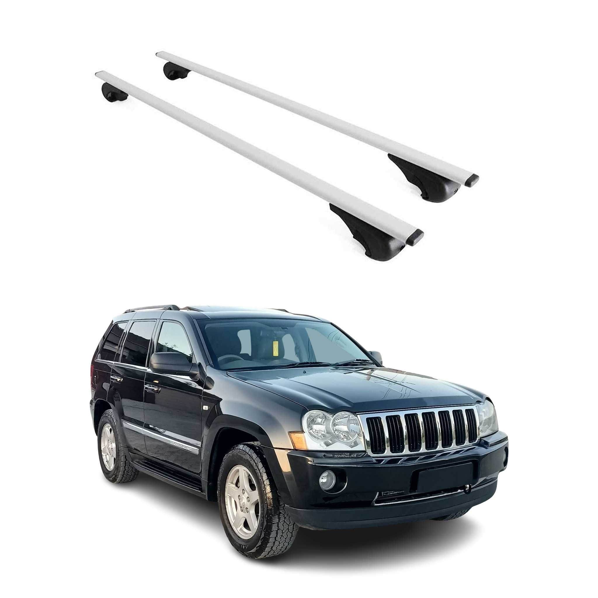 Barres de toit Transversales pour Jeep Grand Cherokee 2005-2010 Fer Argent