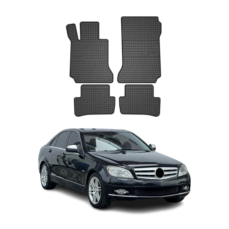Tapis de Sol pour Mercedes Classe C W204 2007-2014 Caoutchouc Noir