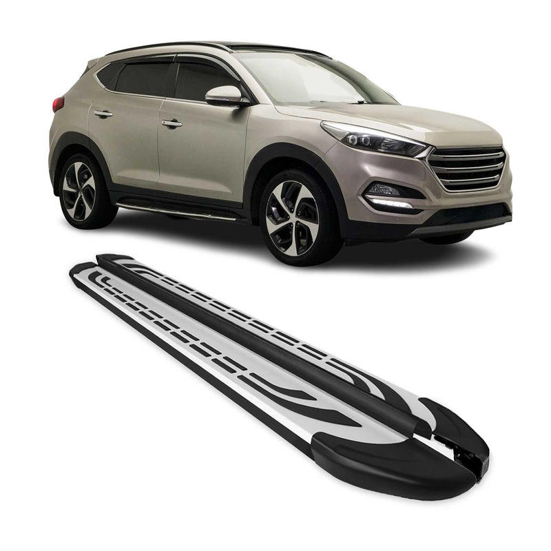 Marchepieds Latéraux pour Hyundai Tucson 2015-2020 Aluminium Gris Noir 2x