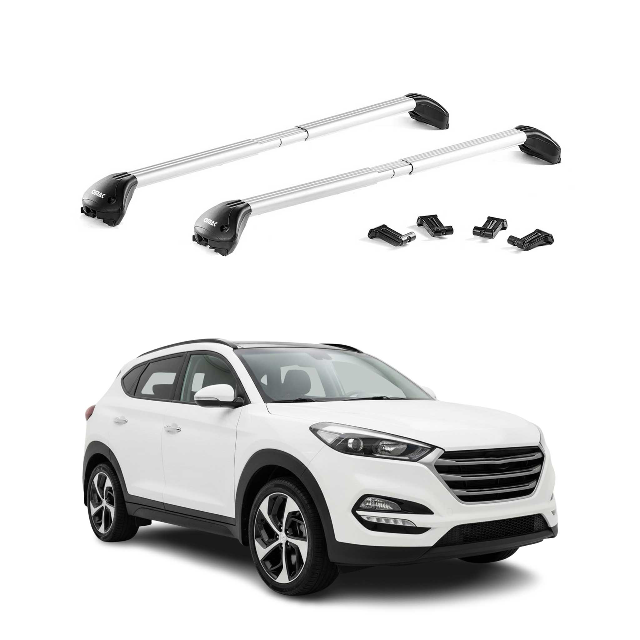 Barres de toit transversales pour Hyundai Tucson III 2016-17 Pre-FL Gris 2x ABE