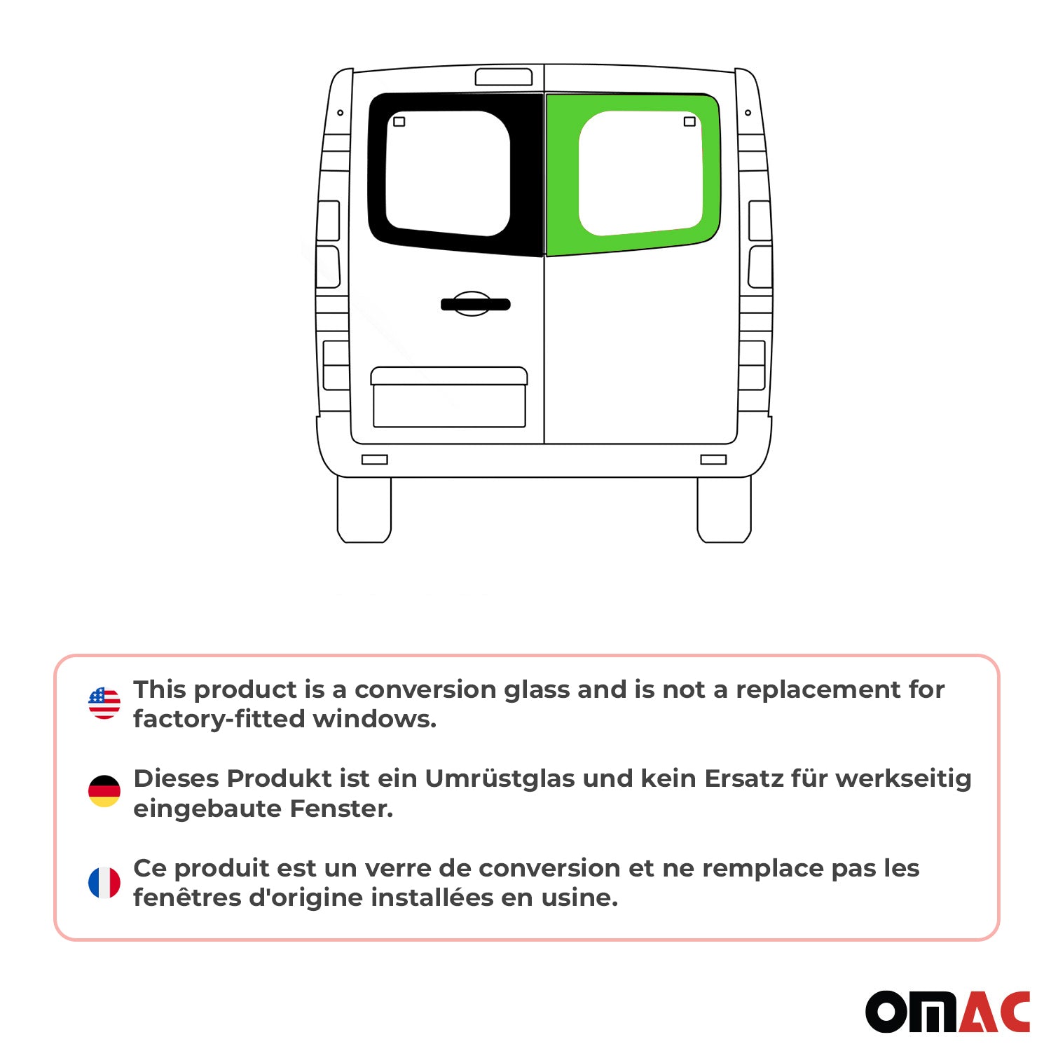 Vitre de Porte pour Nissan Primastar 2001-2014 L1/L2 Arriére Droit Verre fixe