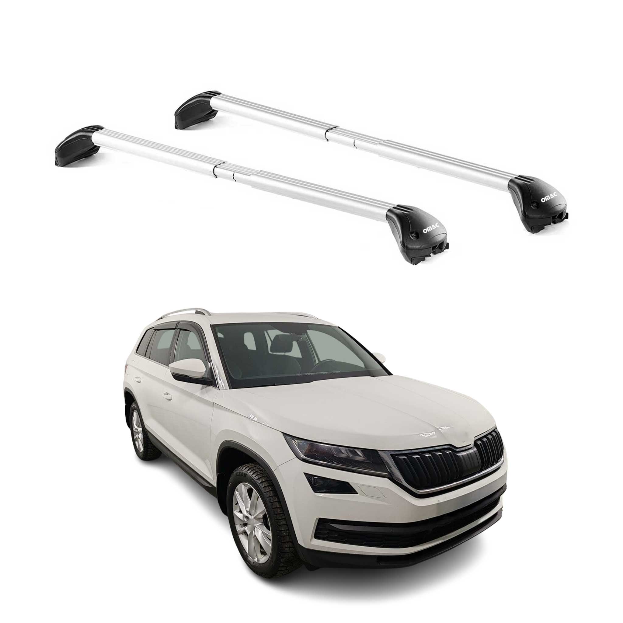 Barres de toit pour Skoda Kodiaq NS7 2017-2025 5P Gris Argenté 2 pièces ABE