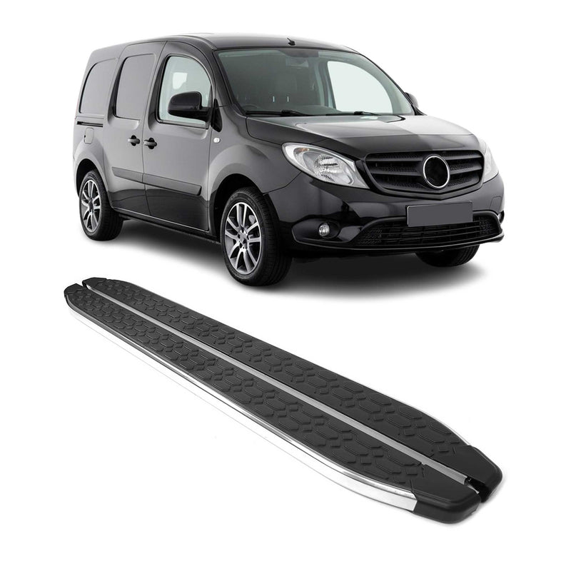 Marchepieds Latéraux pour Mercedes Citan 2012-2021 inox Brillant Argent Noir 2x