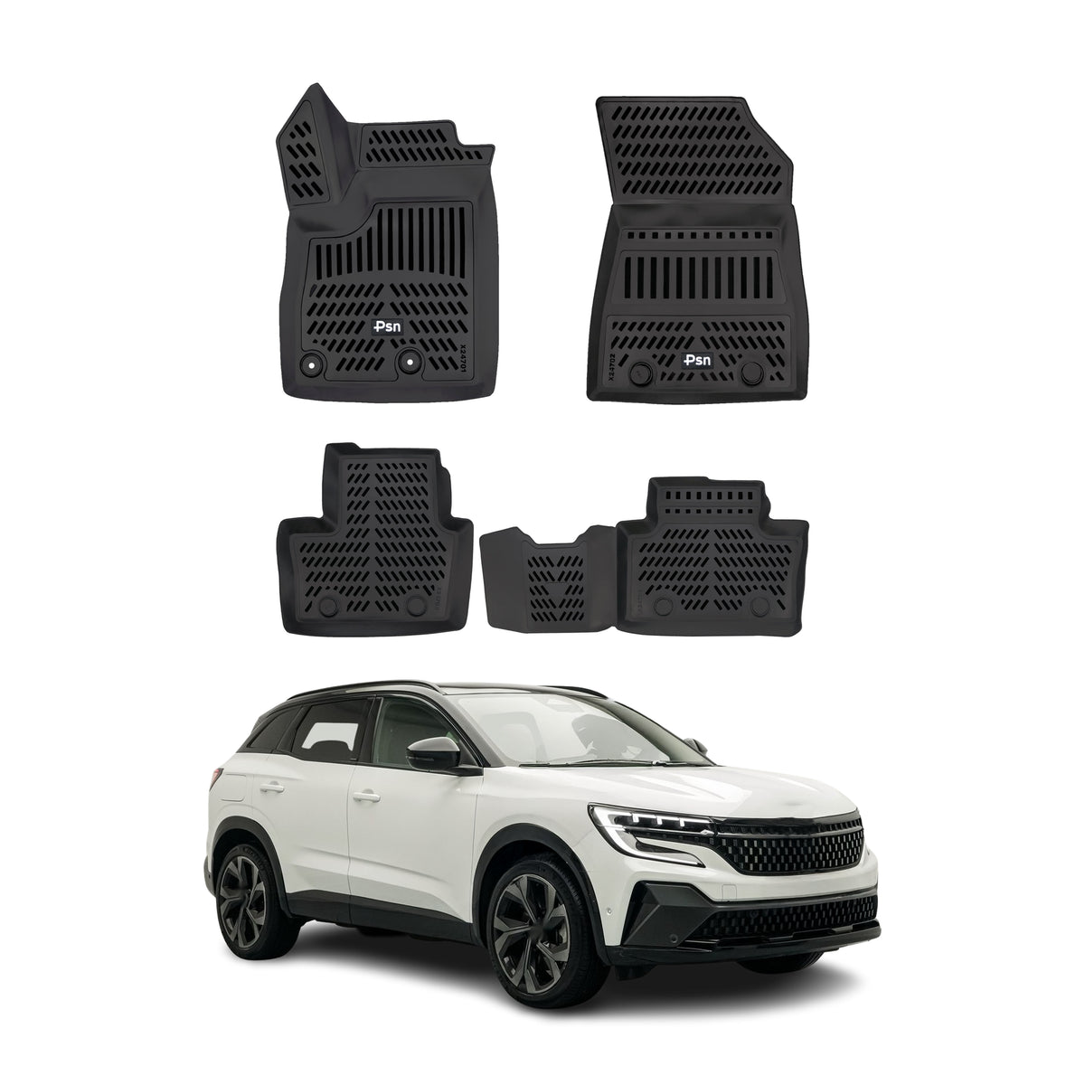 Tapis de sol pour Renault Austral 1.3 Mild Hybride 2022-2027 Noir 3D en TPE 4Pcs