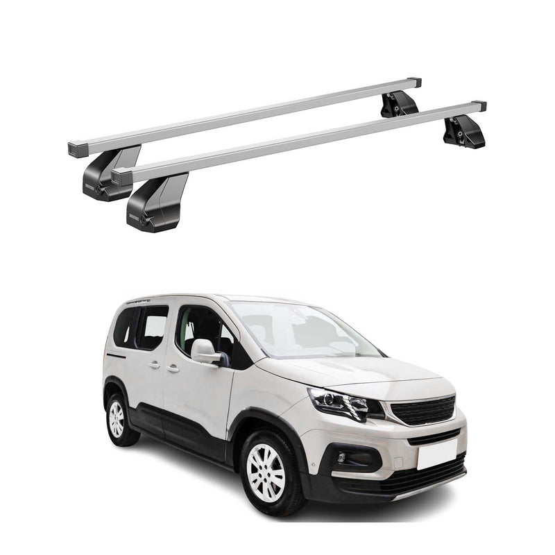 Barres de toit transversales pour Peugeot Rifter 2018-2024 Acier Gris