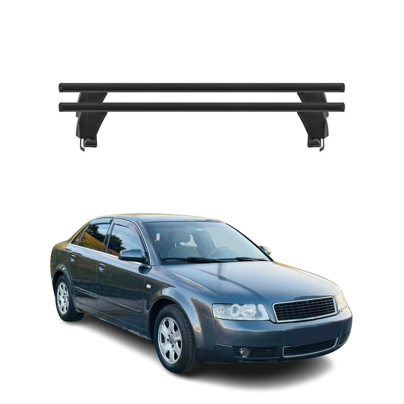 Menabo Barres de toit transversales pour Audi A4 B6 Berline 2001-2004 Noir ABE