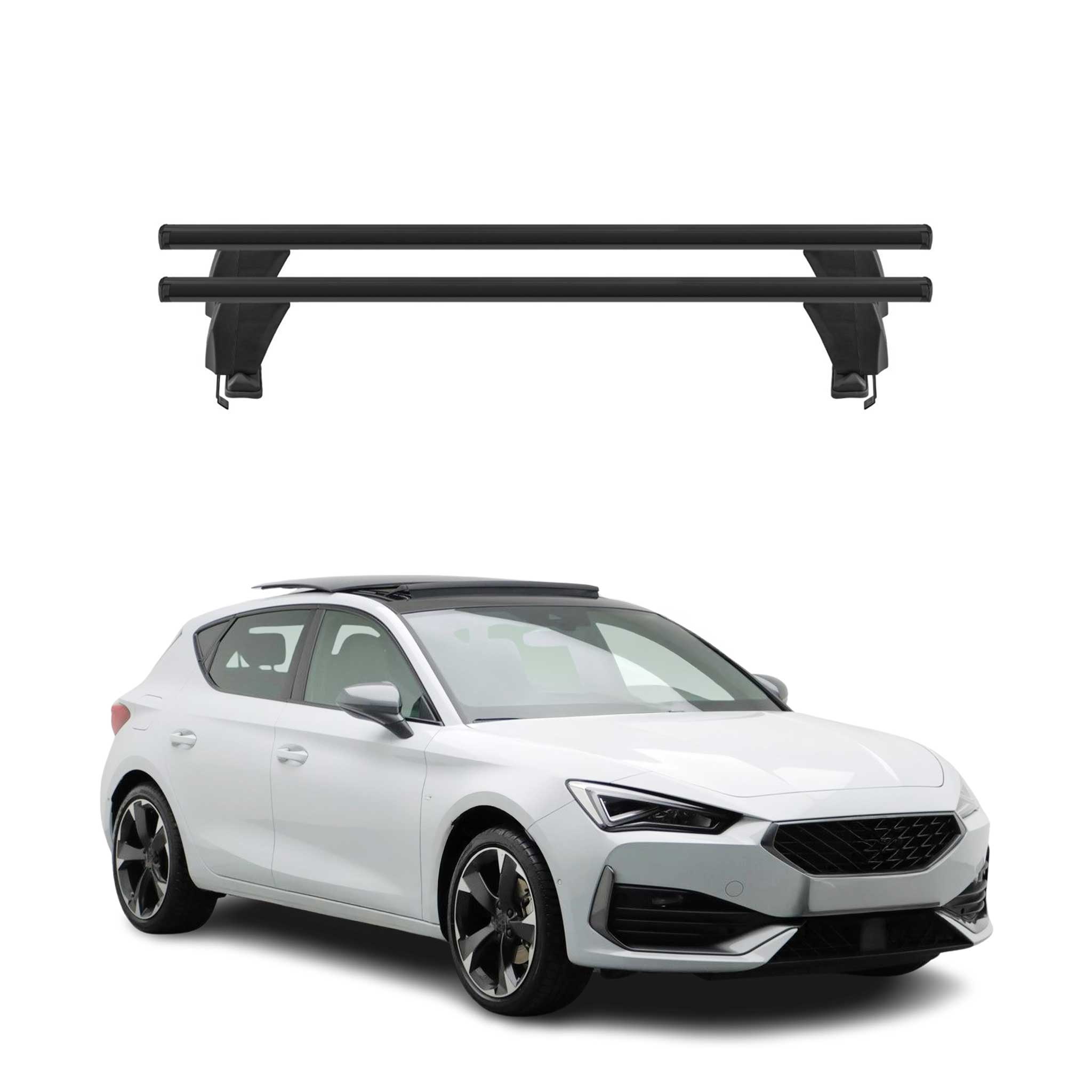 Menabo Barres de toit Transversales pour Cupra Leon IV 2020-2026 Alu Noir 2x ABE