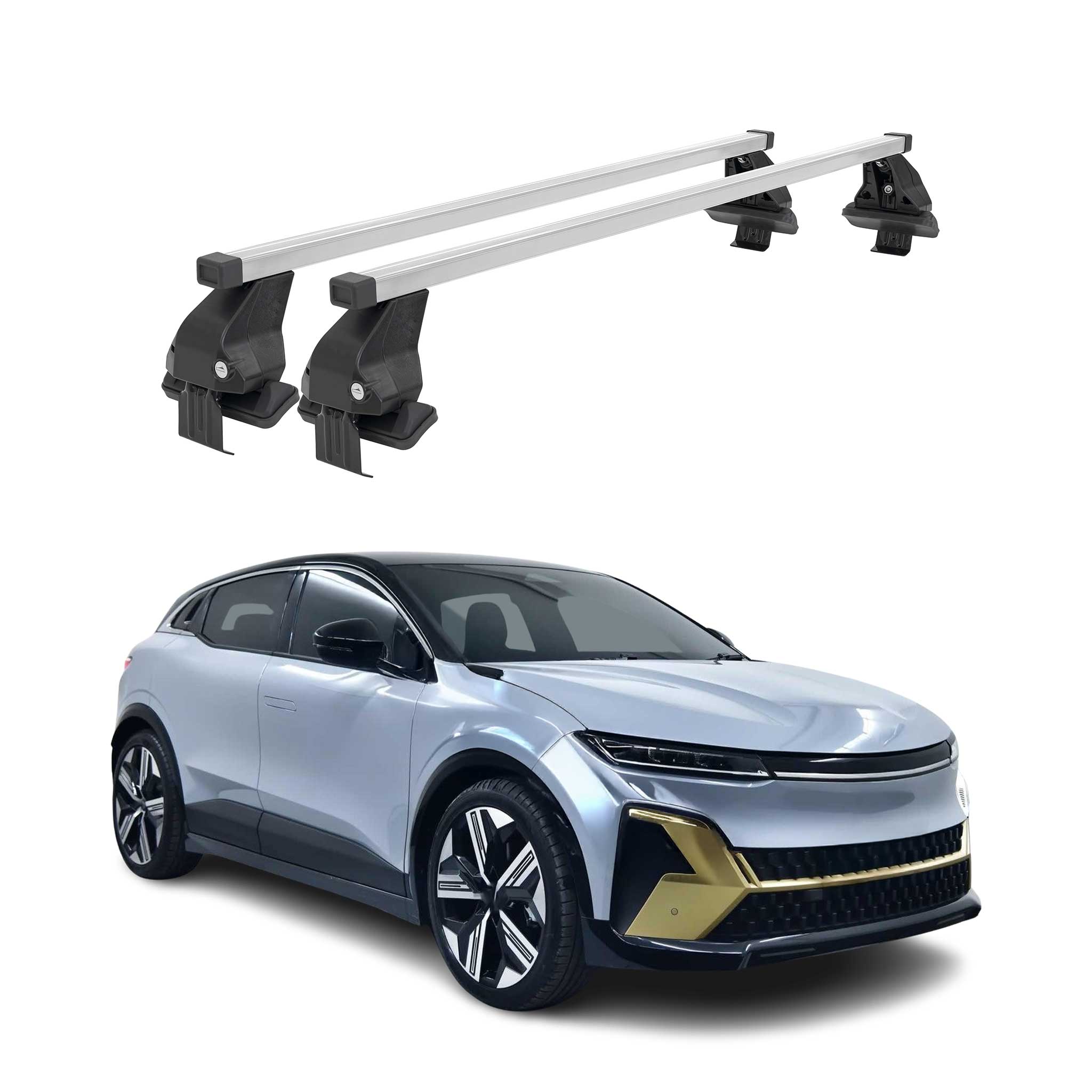 Barres de toit transversales pour Renault Megane E-Tech 2021-2025 Acier Gris 2x