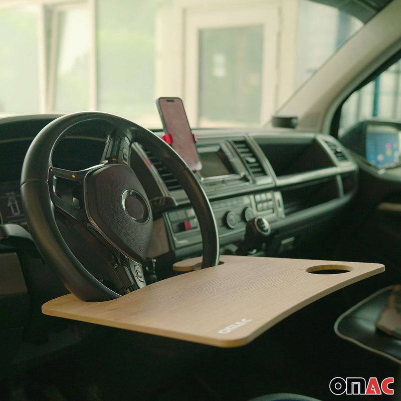 Table de volant de voiture en bois avec plateau de travail pratique en hêtre