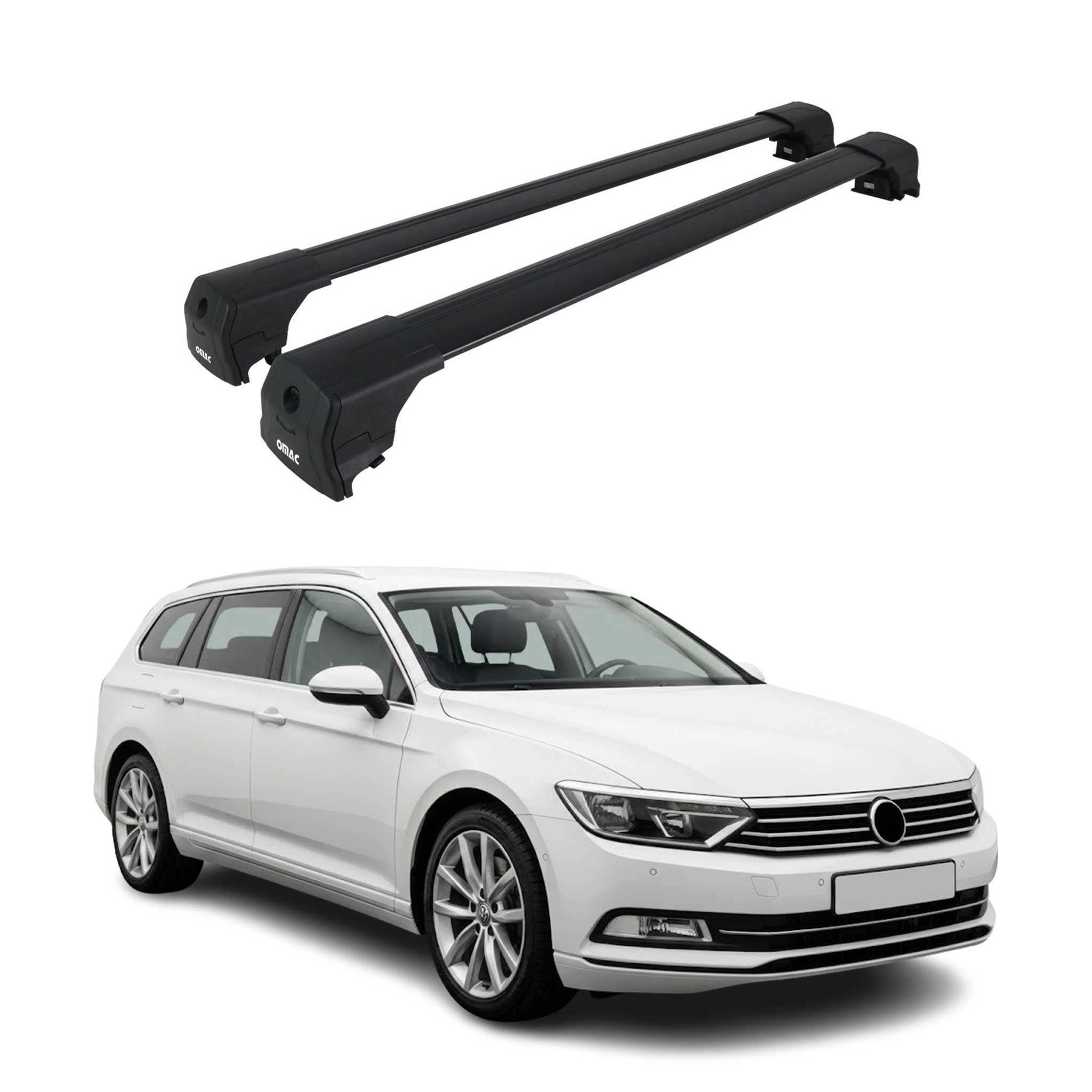 Barres De Toit Transversales pour VW Passat B8 Break 2014-23 Aluminium Noir ABE