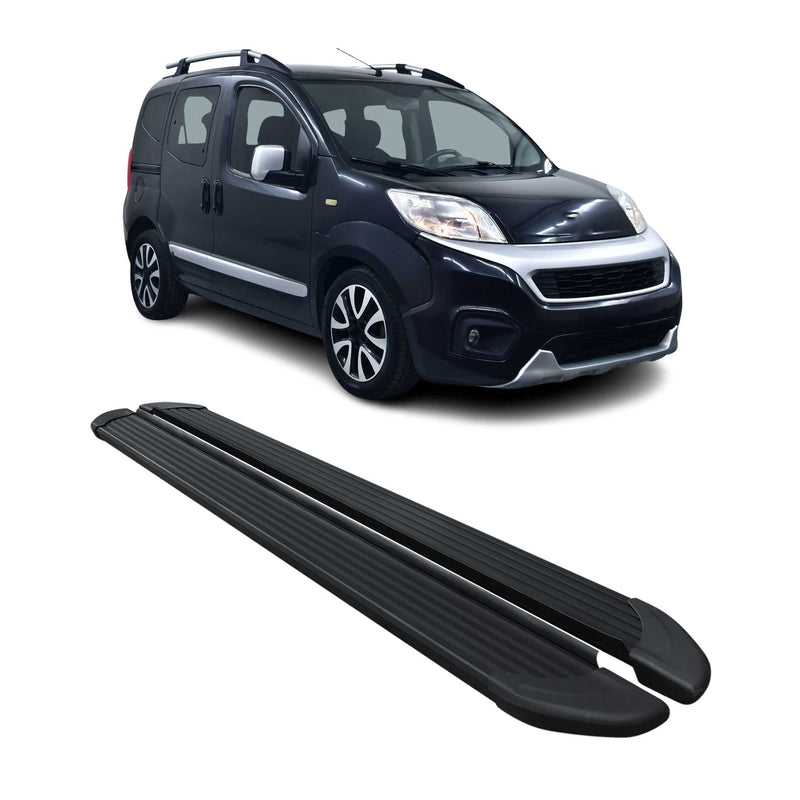 Marchepieds Latéraux pédale pour Fiat Fiorino 2007-2021 Noir Aluminium 2Pcs