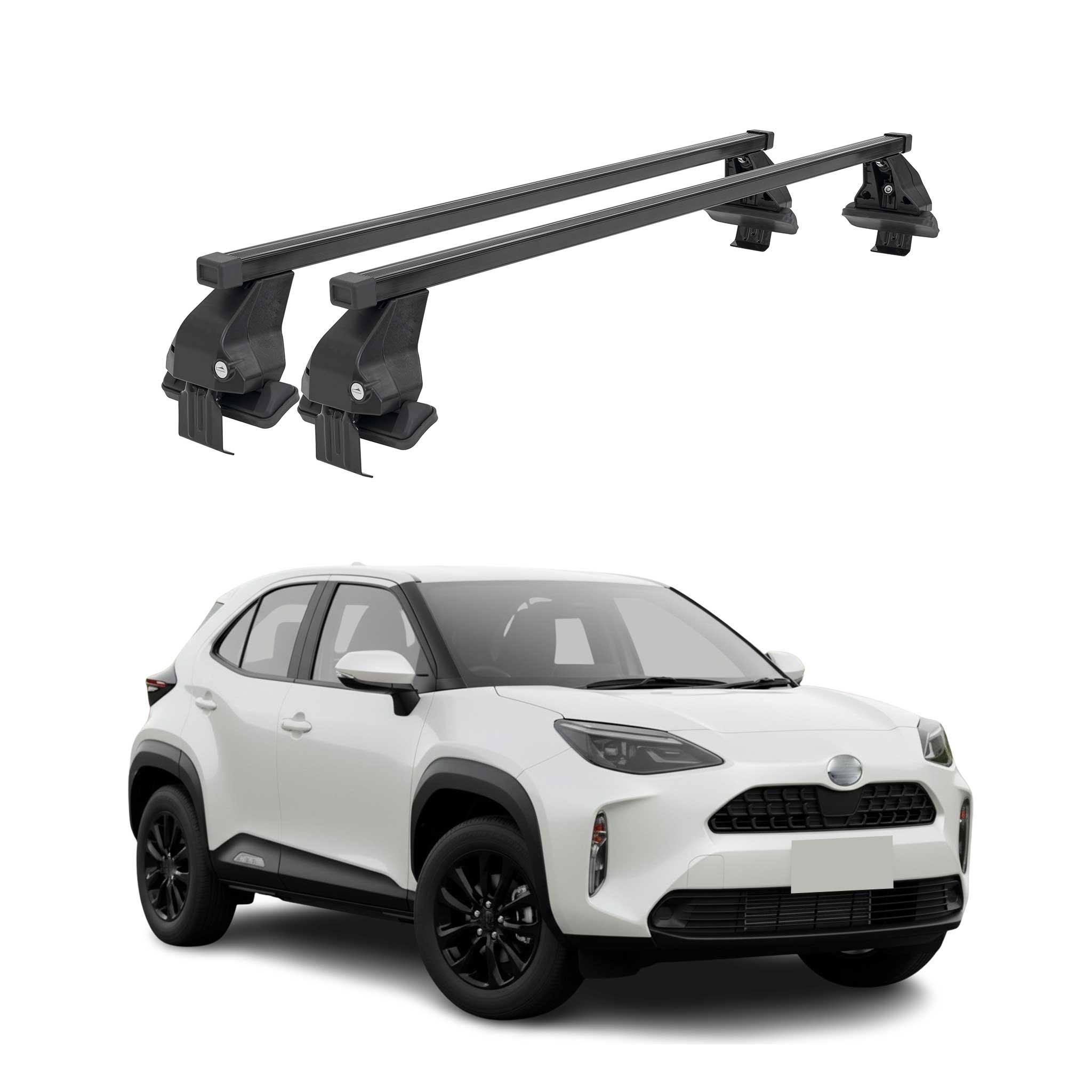 Menabo Barres de toit transversales pour Toyota Yaris Cross 2020-2025 Acier Noir