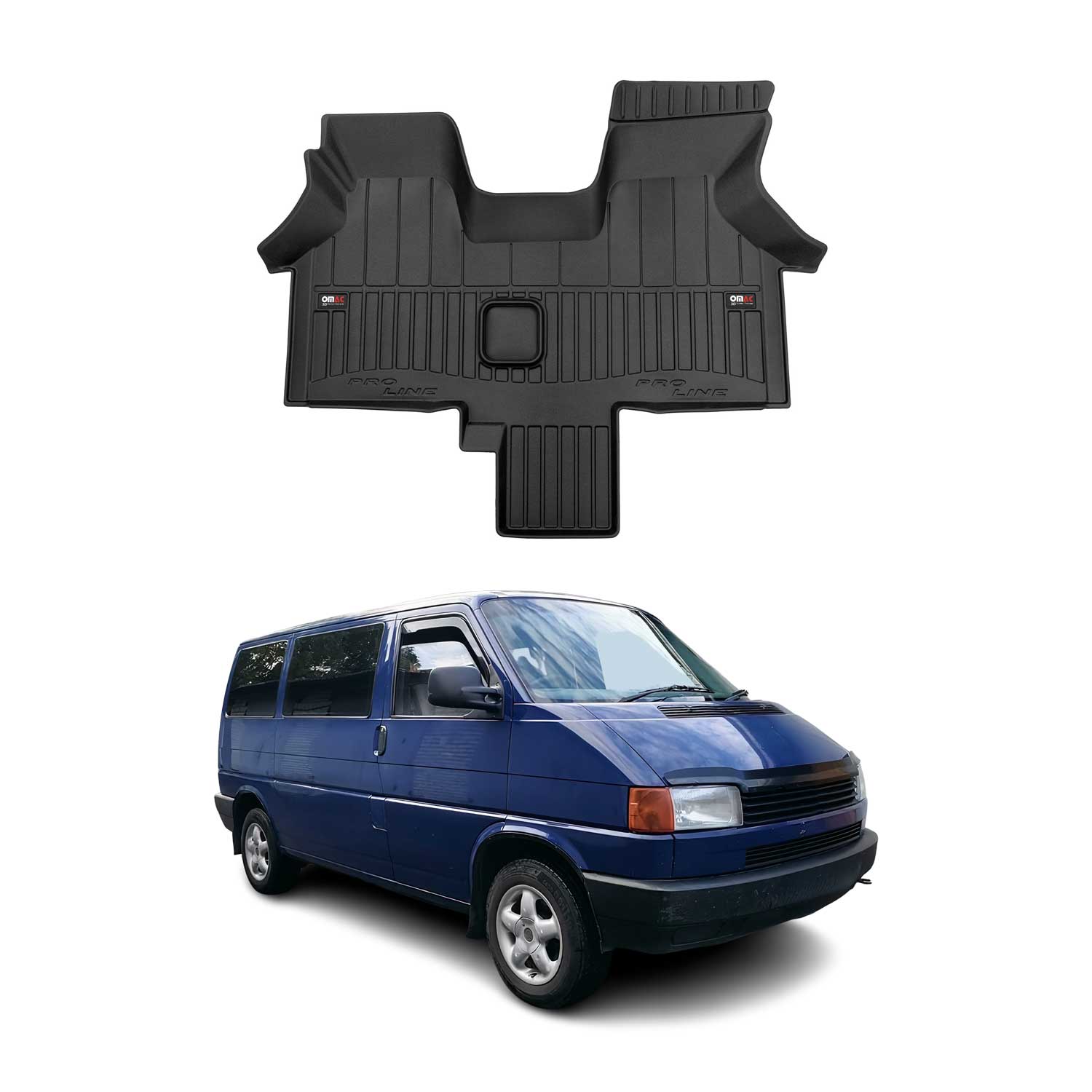 OMAC Tapis de sol en caoutchouc pour VW Transporter T4 1990-2003 Noir Premium