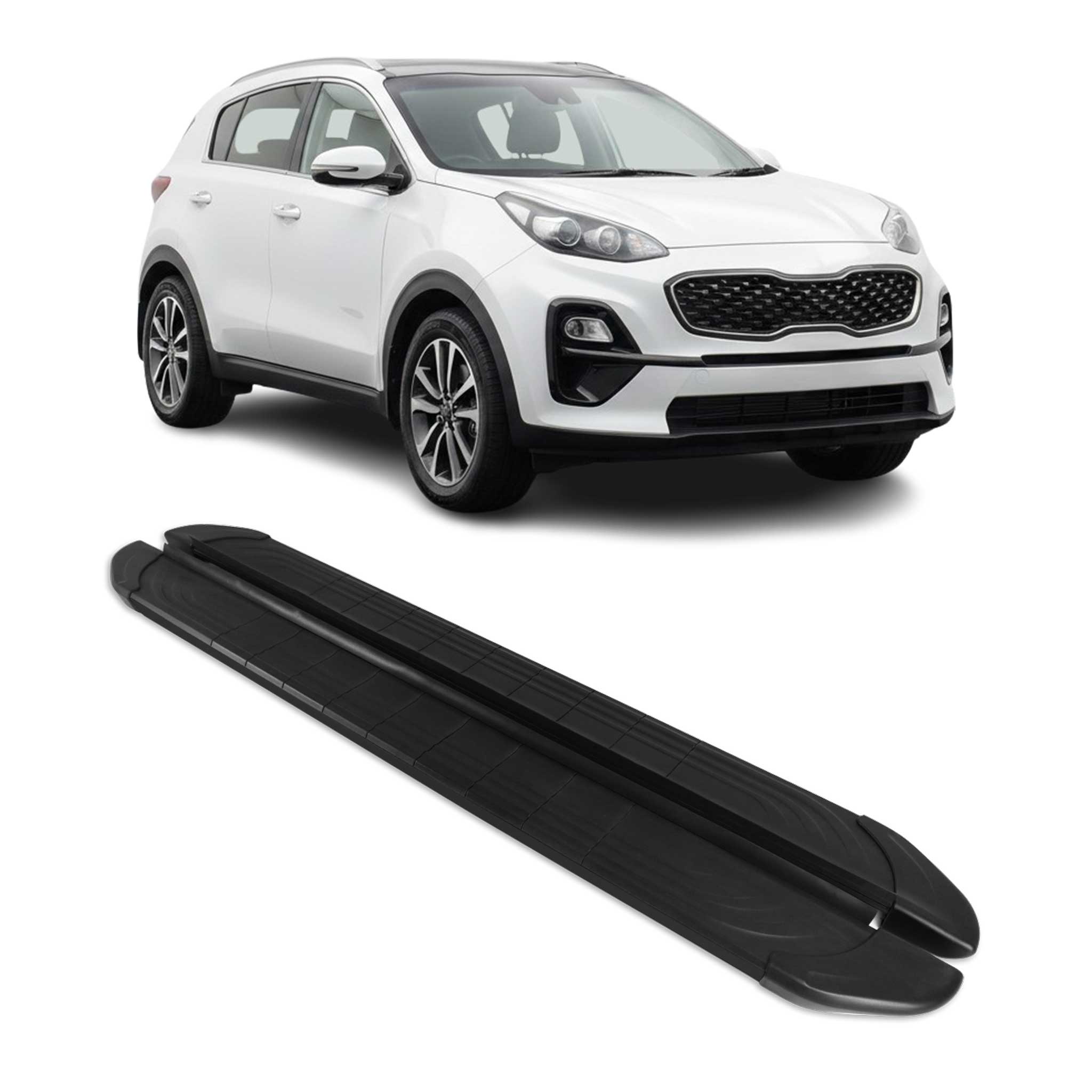 Marchepieds Latéraux pédale pour Kia Sportage 4 2016-2021 2Pcs Aluminium Noir