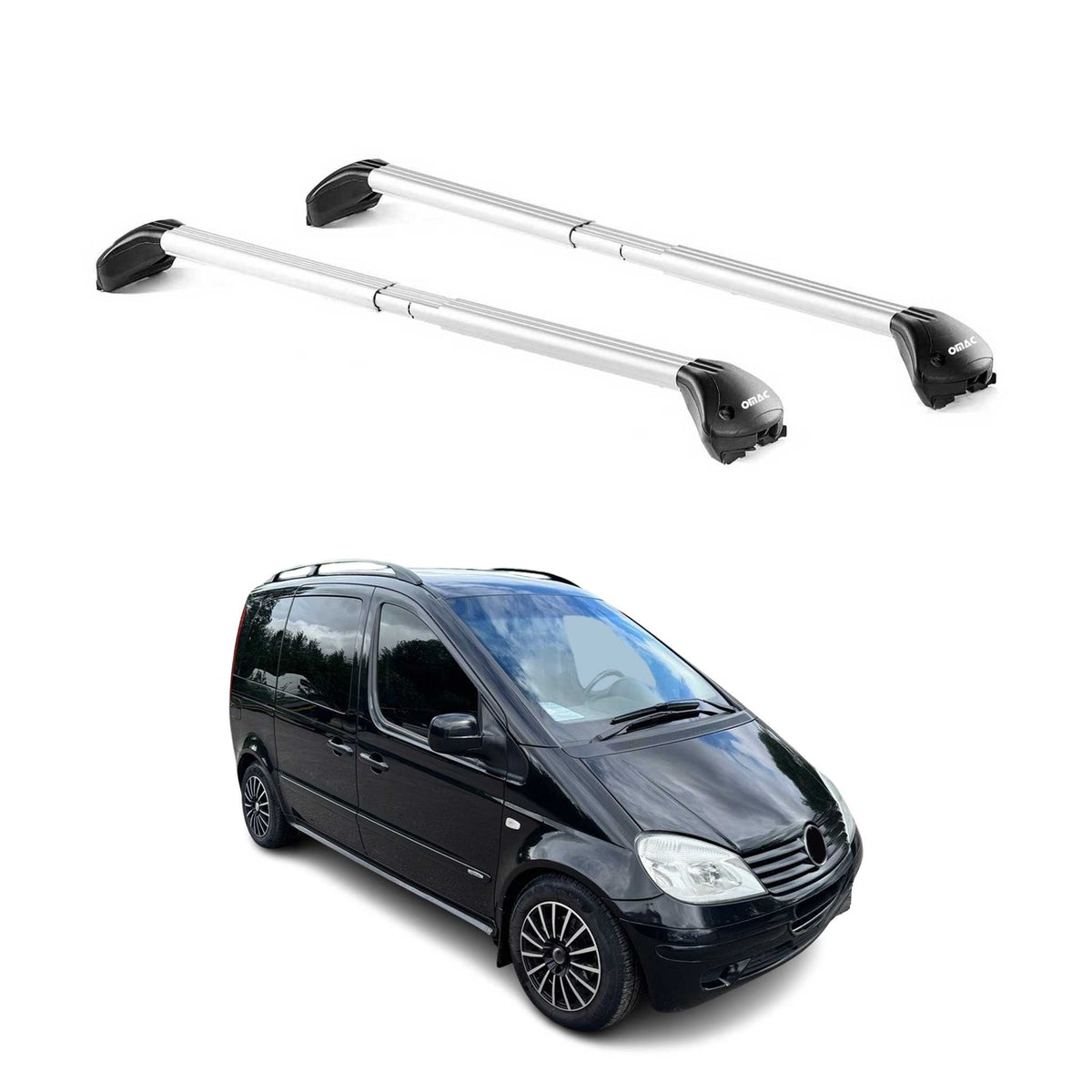 Barres de toit pour Mercedes Vaneo W414 2002-2005 Gris Argenté 2 pièces ABE