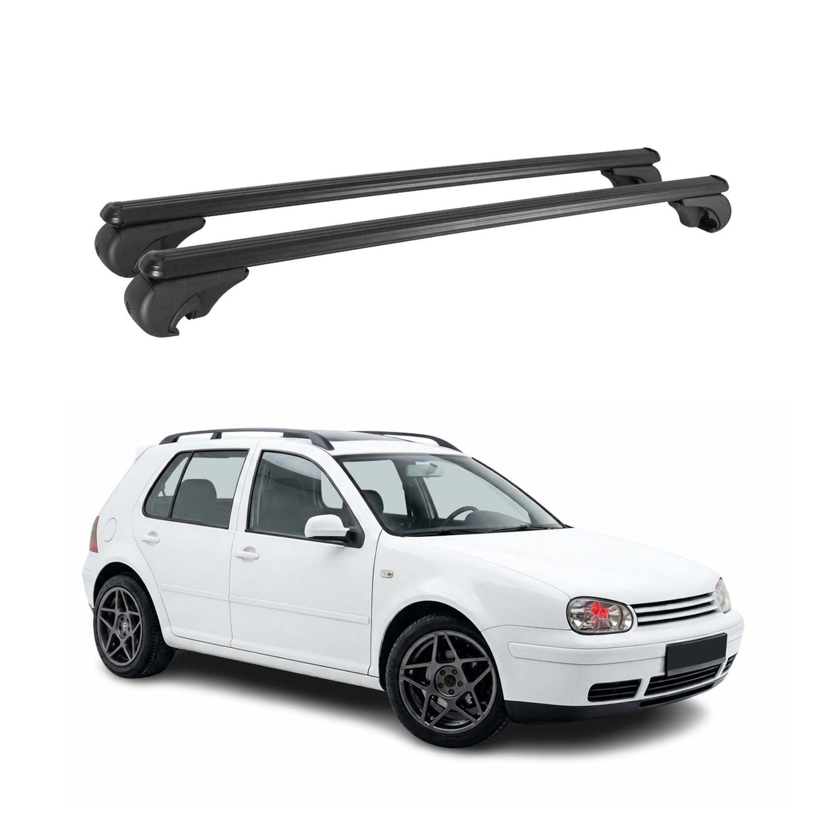Barres de toit Transversales pour VW Golf mk4 Hatchback 1997-2003 Aluminium Noir