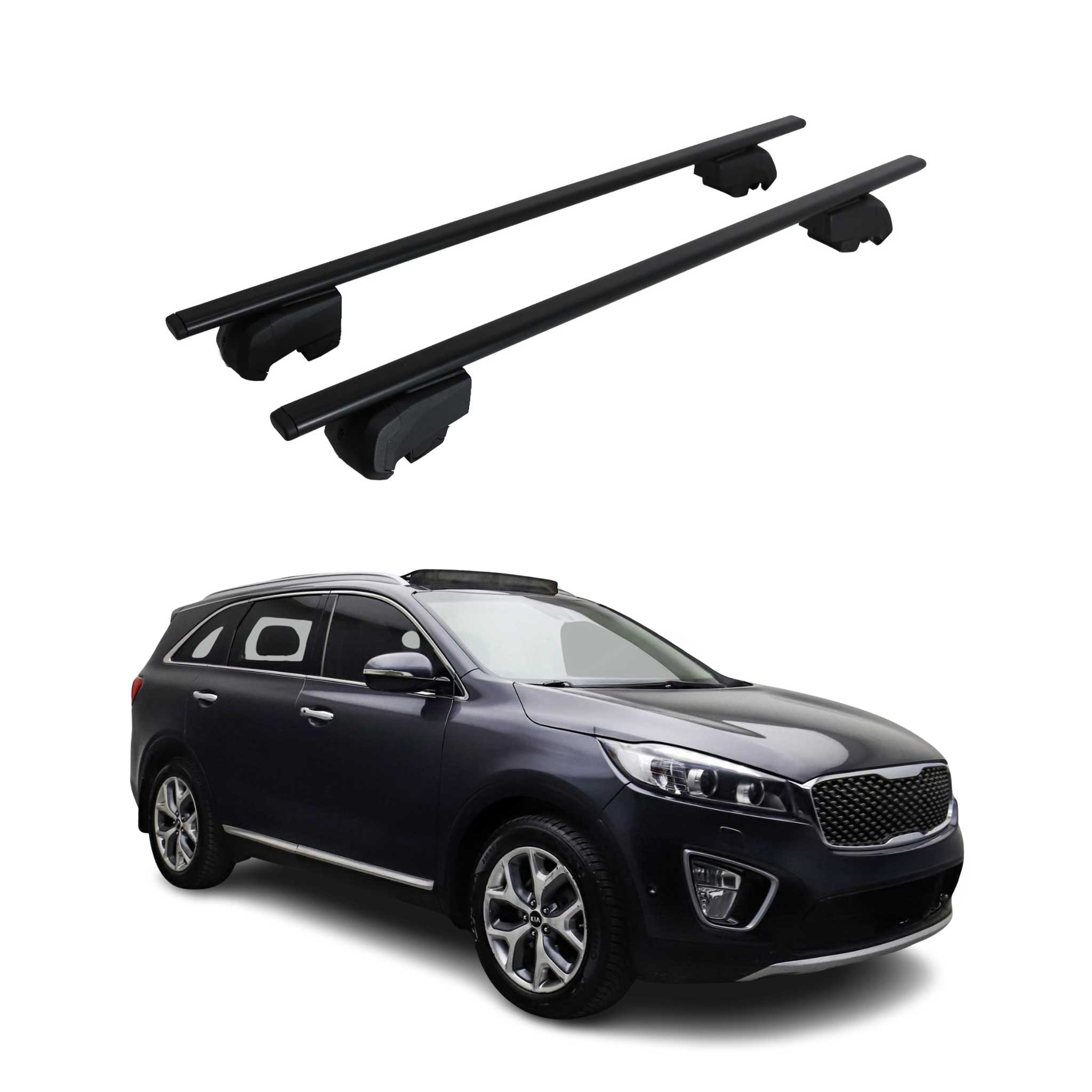 Barres de toit Transversales pour Kia Sorento 2016-2020 Fer Noir ABE