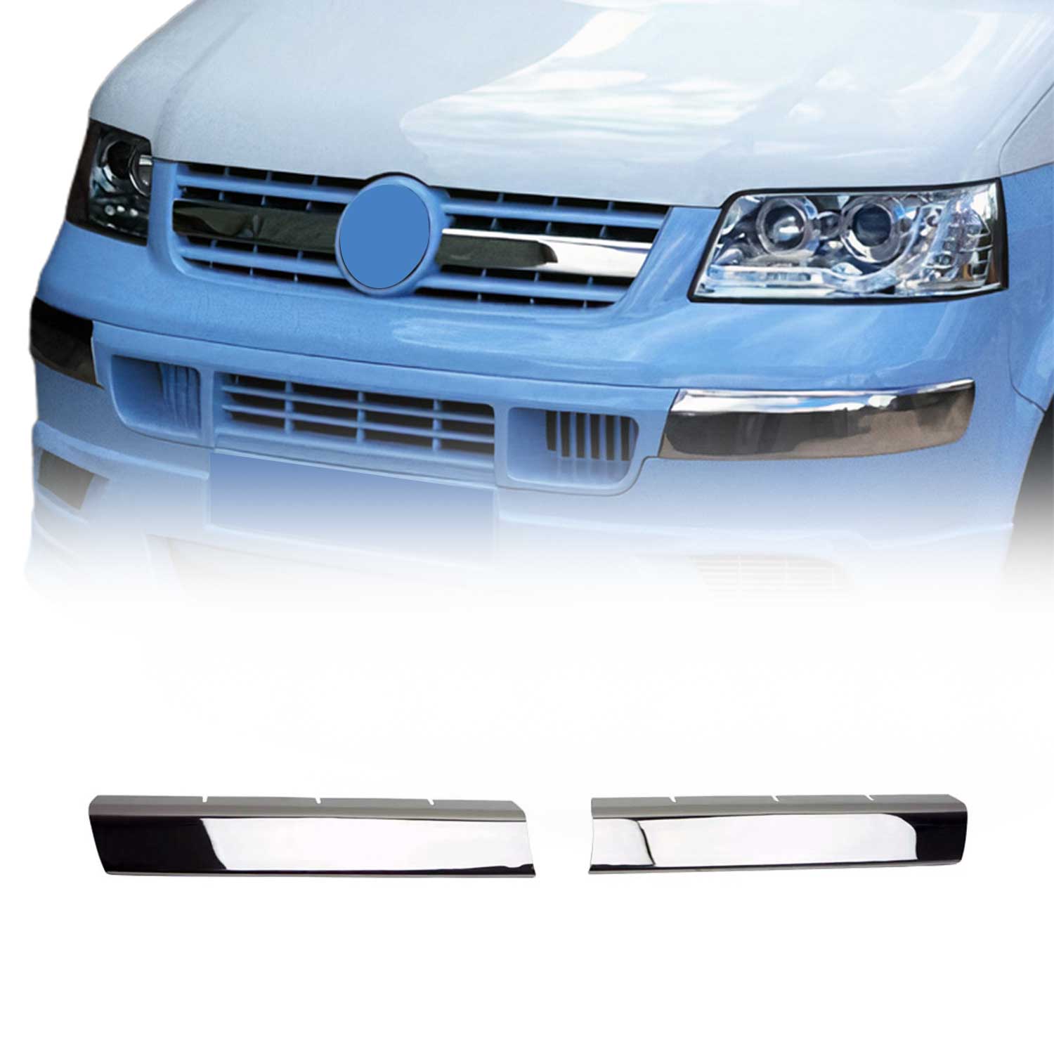 Moulure de Grille de Calandre pour VW Transporter T5 2003-2009 en Acier 2Pcs