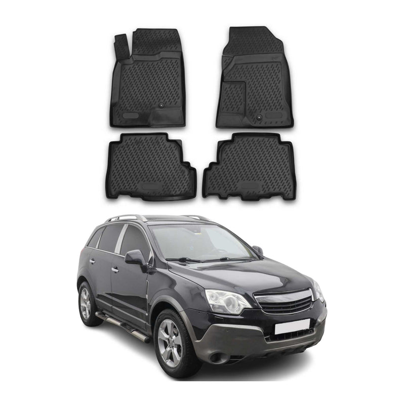 Tapis de sol pour Opel Antara 2006-2015 en caoutchouc TPE 3D Noir 4Pcs