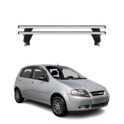 Menabo Barres de toit Transversales pour Chevrolet Aveo T250 2005-2011 Alu Gris