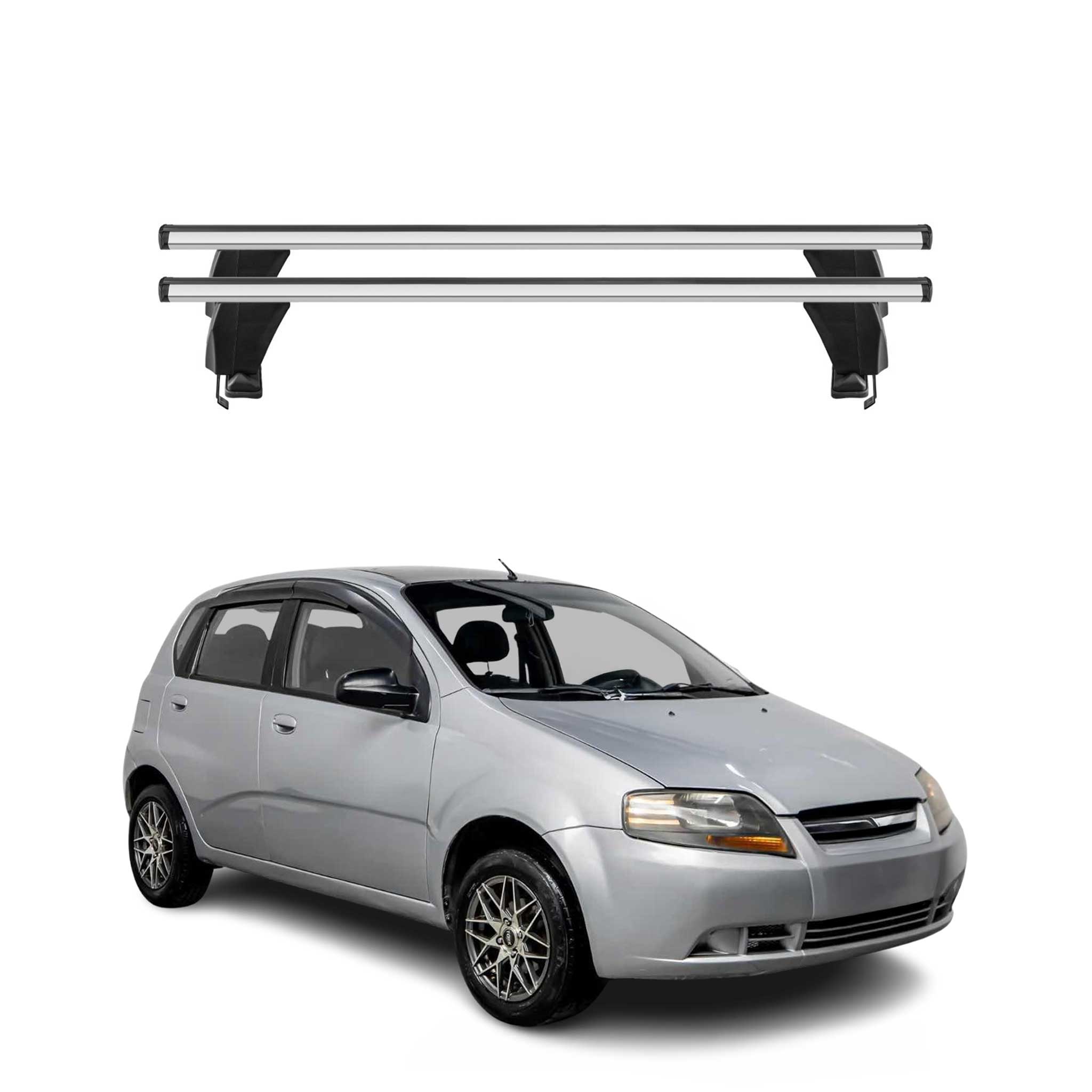 Menabo Barres de toit Transversales pour Chevrolet Aveo T250 2005-2011 Alu Gris