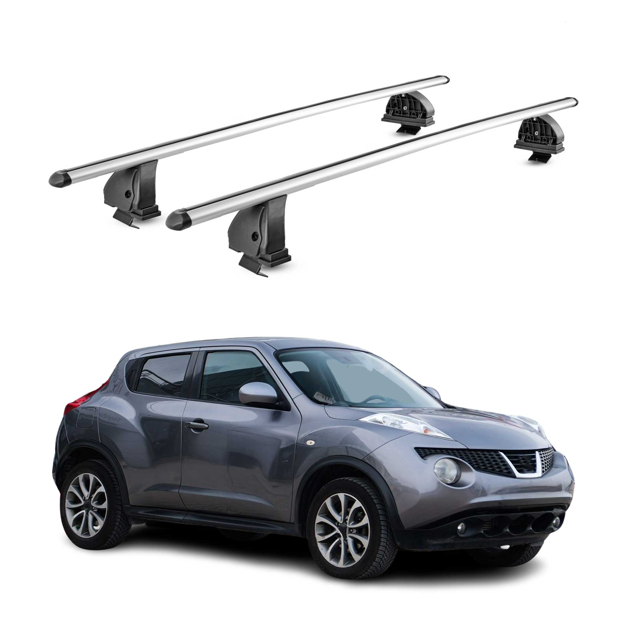 Barres de toit transversales Alu pour Nissan Juke I 2010-2019 TÜV 75 kg Gris 2x