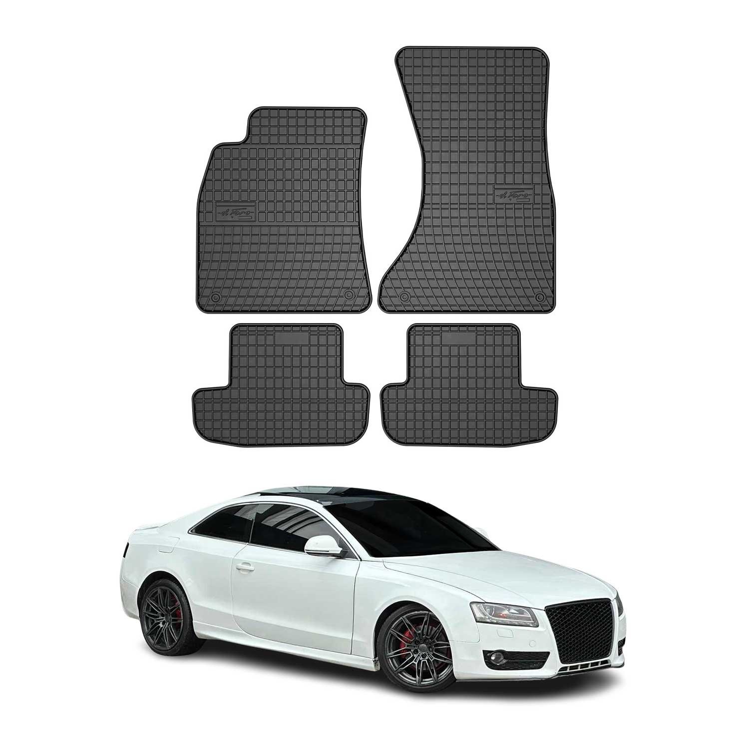 OMAC Tapis de sol pour Audi A5 8T3 8F7 Cabriolet Coupé 07-17 Noir en caoutchouc