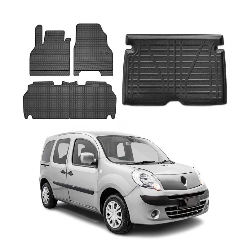 Kit Tapis de sol et coffre pour Renault Kangoo 2016-2021 TPE Noir