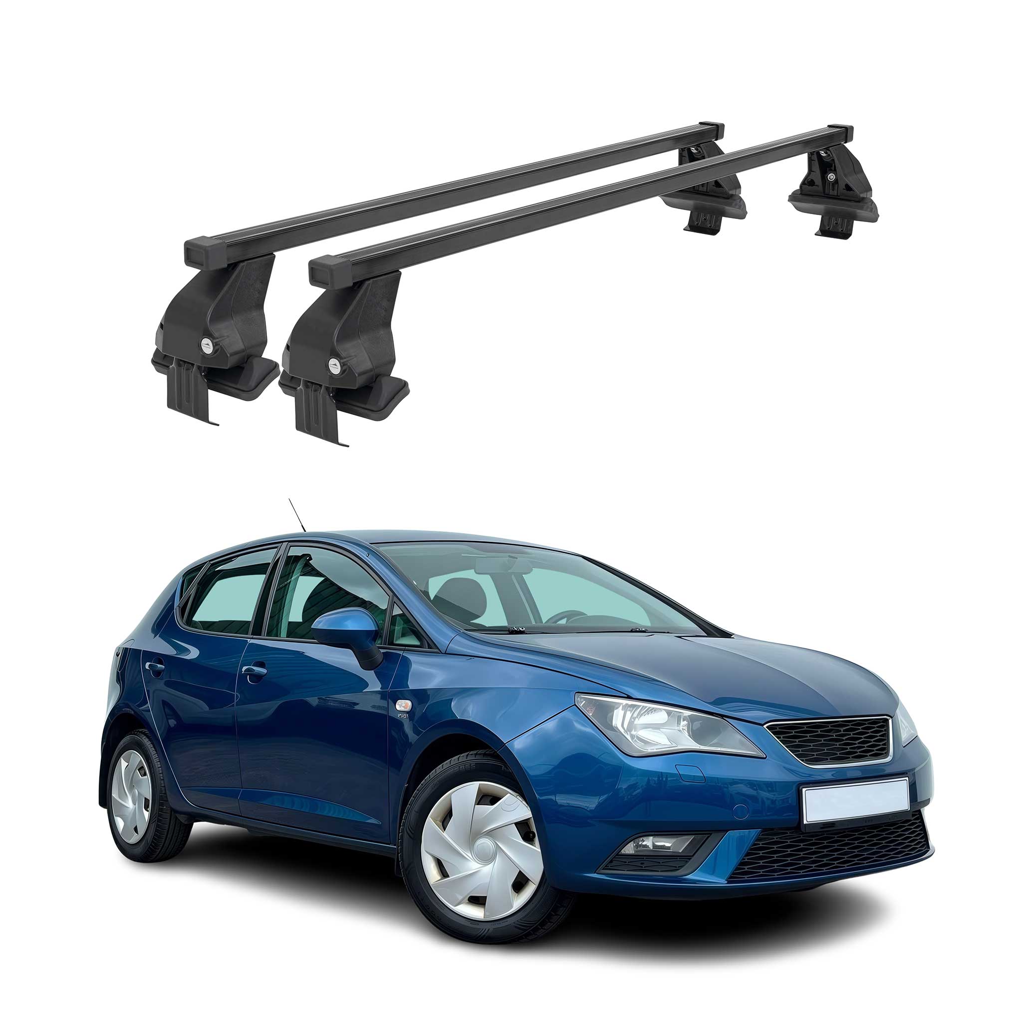 Barres Transversales Menabo pour Seat Ibiza IV SC 2008-2016 Noir