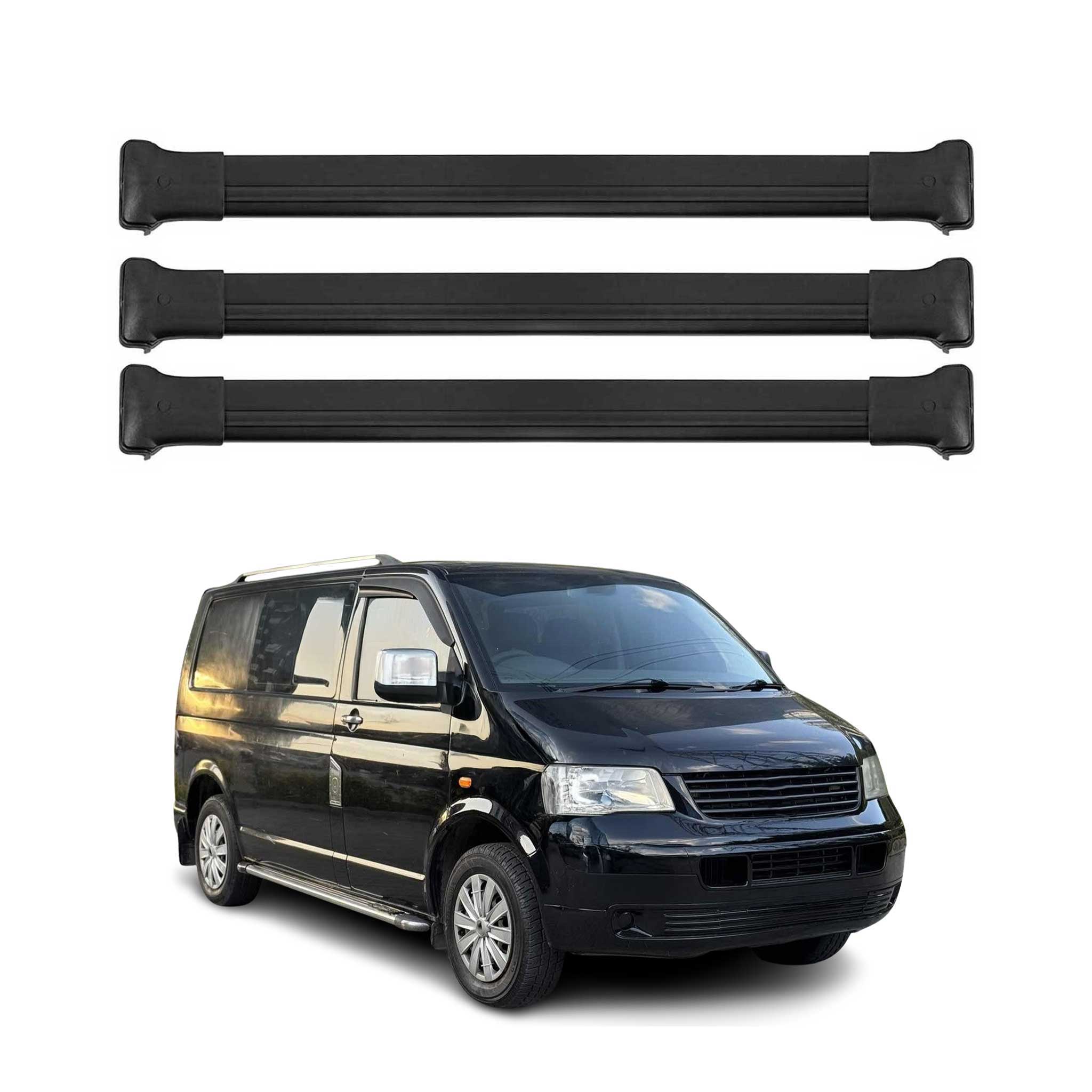 Barres de toit pour VW T5 T6 Transporter Multivan Caravelle 2003-2024 Noir 3Pcs