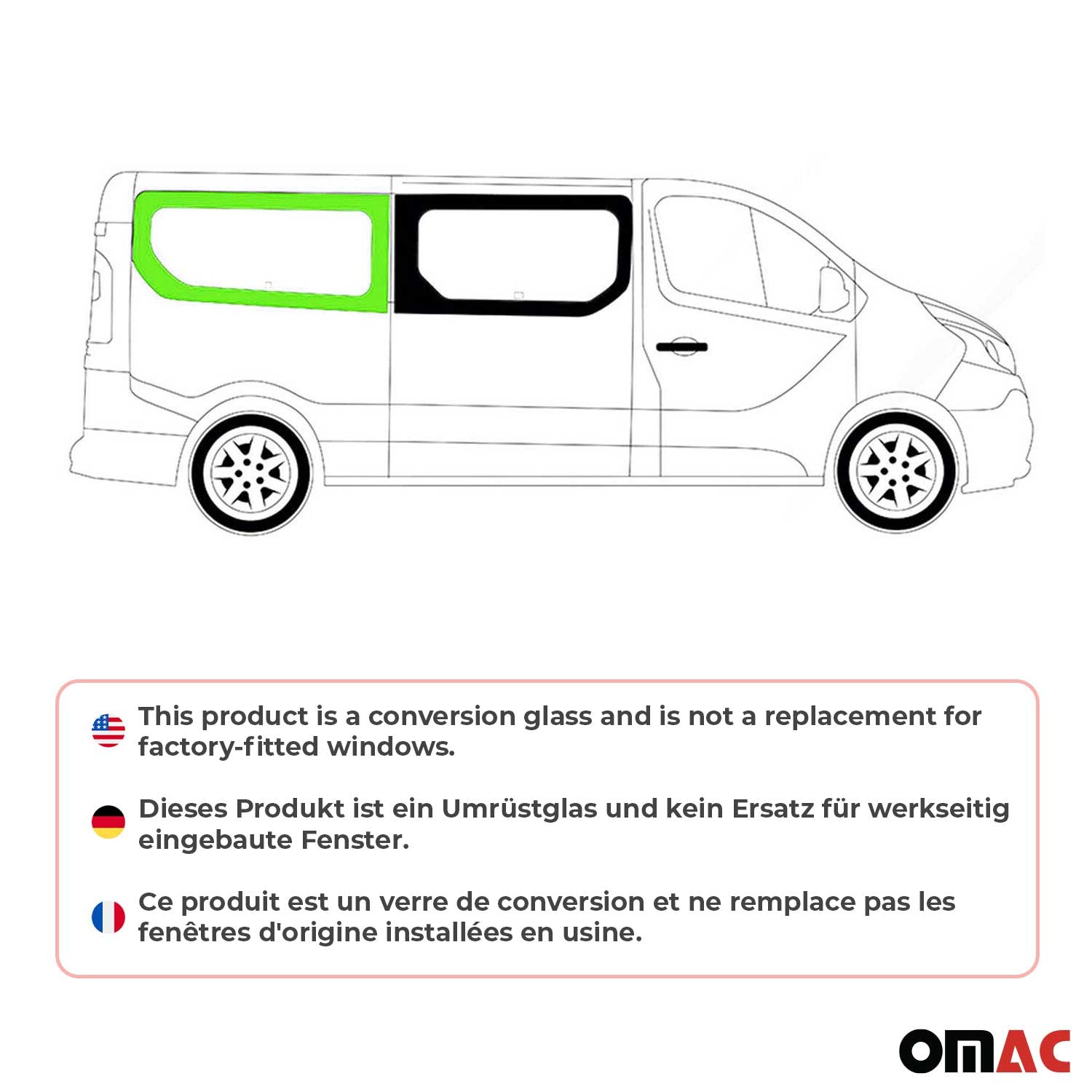 Vitre de Porte pour Renault Trafic 2014-2024 L2 Arrière Droit Verre fixe