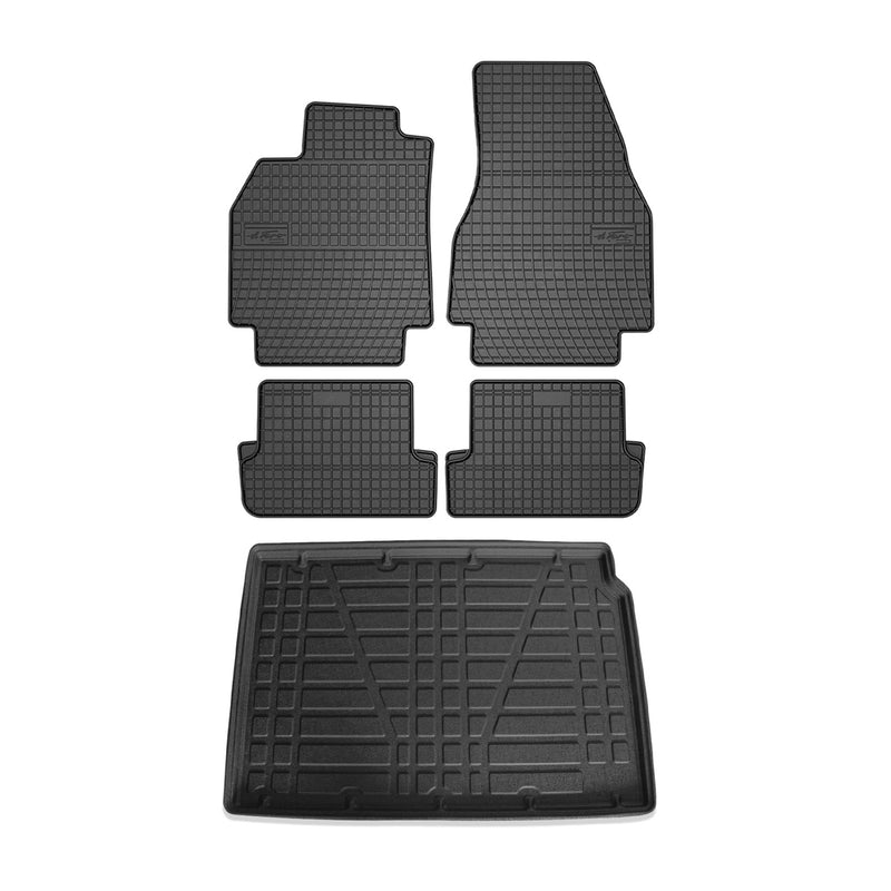 Kit Tapis de sol et coffre pour Renault Megane II 2004-2010 HB TPE Noir