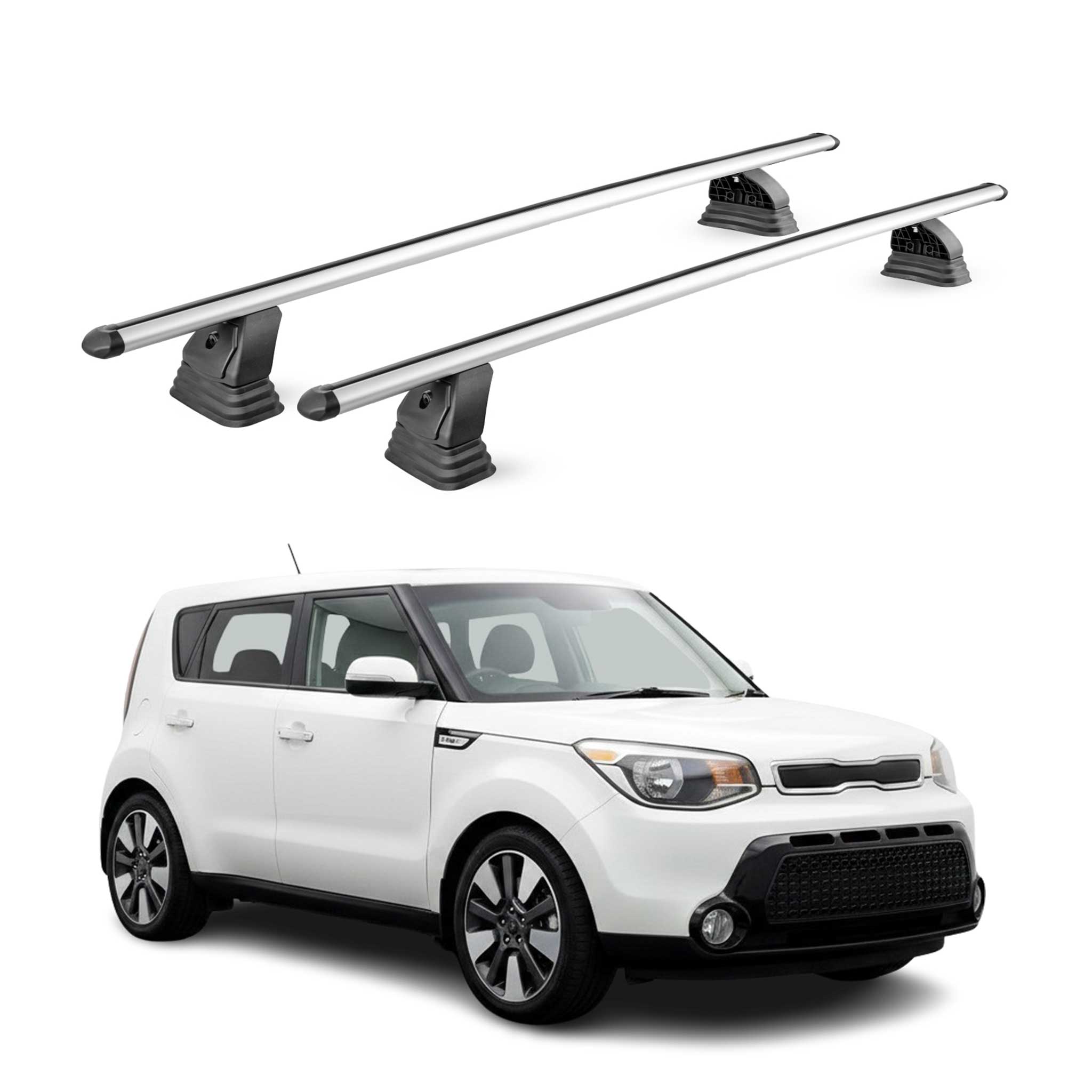 Barres de toit transversales Alu pour Kia Soul II 2014-2019 TÜV 75 kg Gris 2Pcs