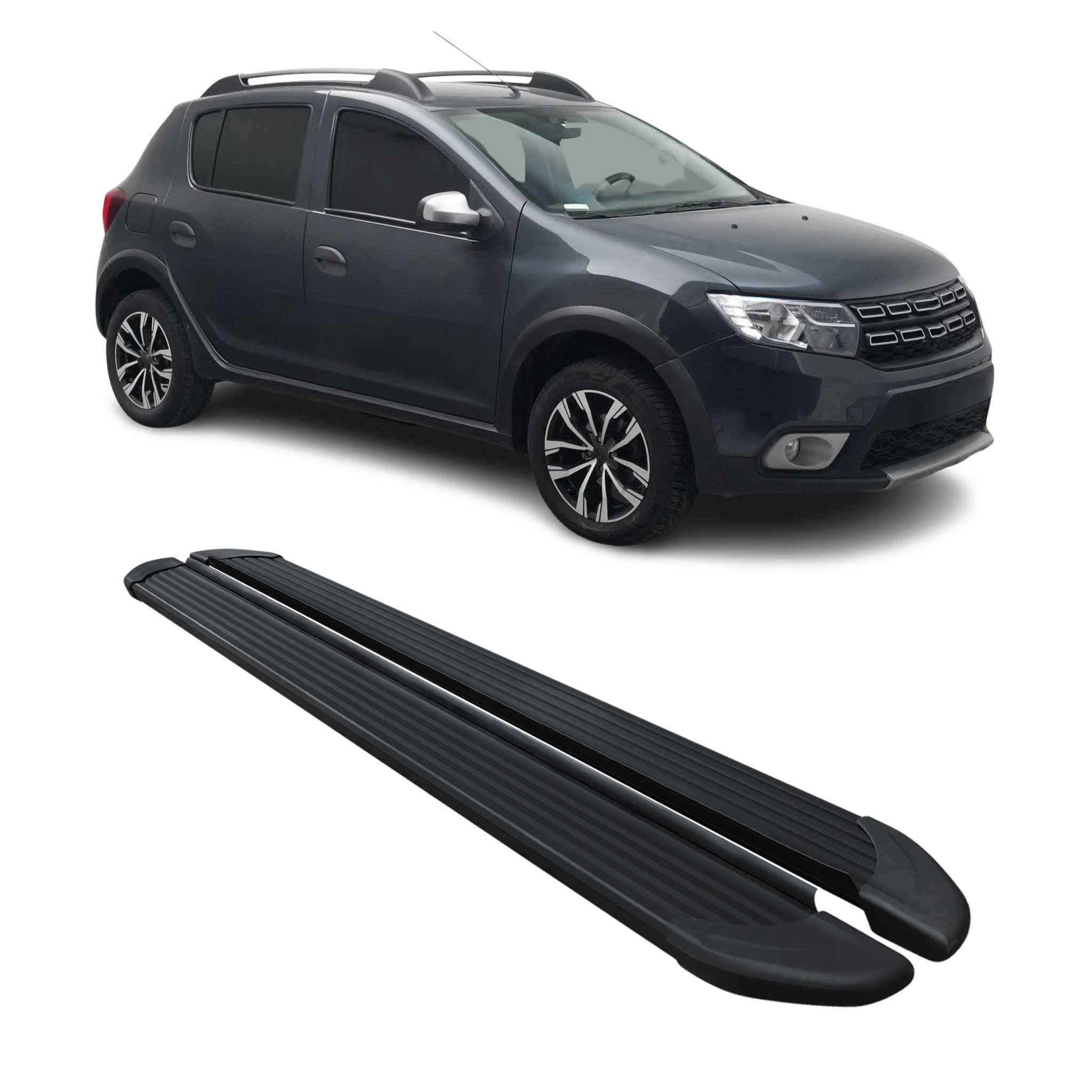 Marchepieds latéraux pédale pour Dacia Sandero Stepway 2021-2025 Noir Aluminium