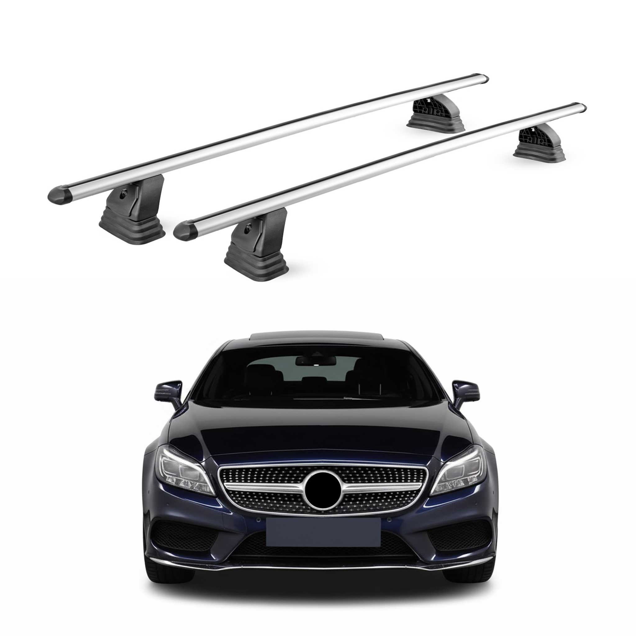 Barres de toit transversales Alu pour Mercedes CLS C218 X218 2011-2018 Gris 2Pcs