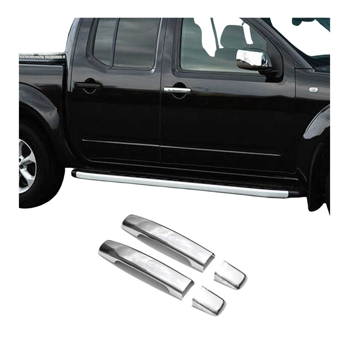 Couverture de poignée de porte pour Nissan Navara 2005-2015 2 Portes Acier Inox