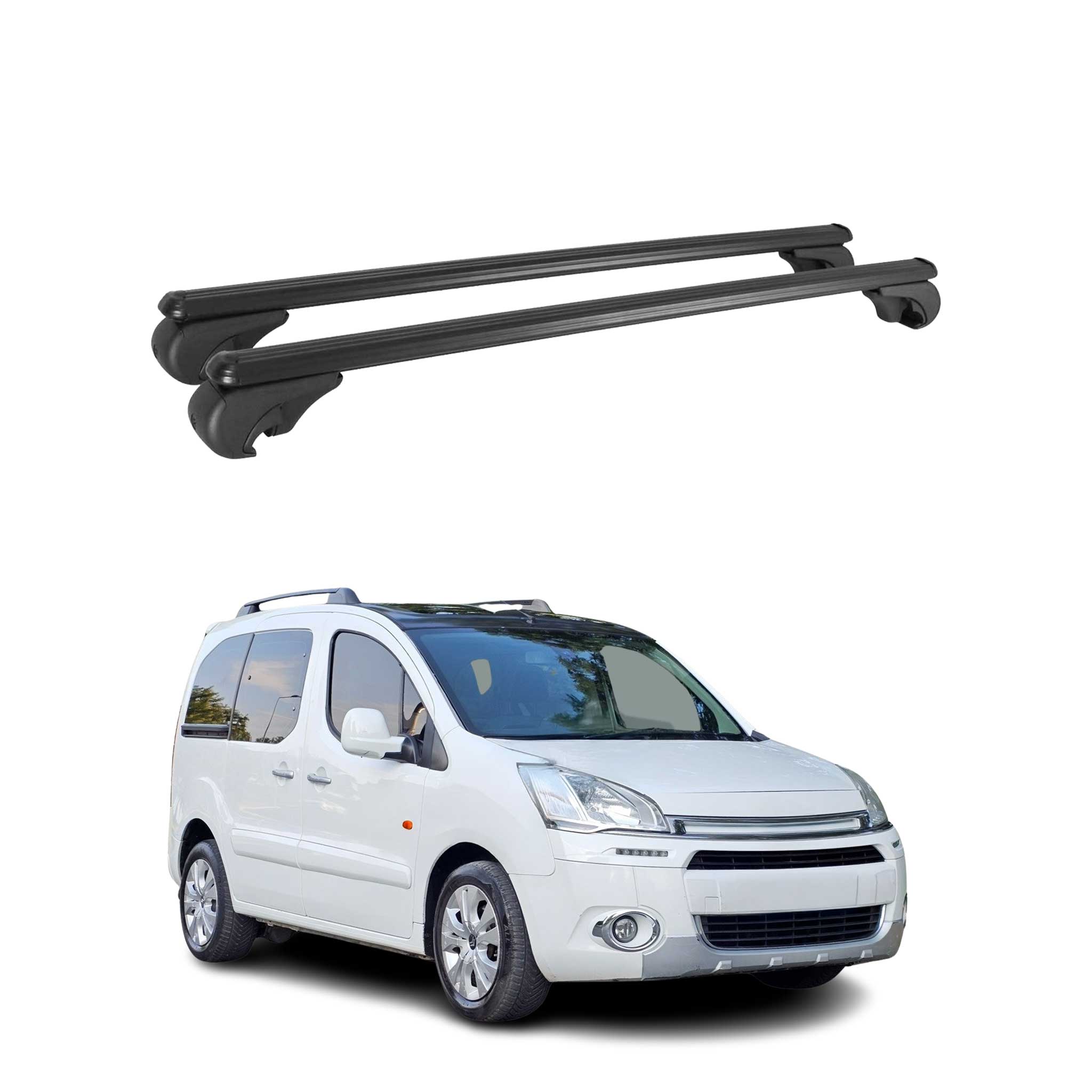 Barres de toit Transversales pour Citroen Berlingo 2008-2018 Aluminium Noir