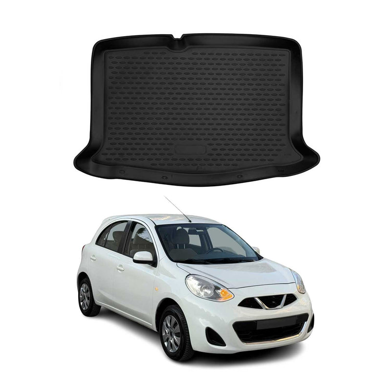 OMAC Tapis de coffre pour Nissan Micra 2017-2024 sur mesure en caoutchouc Noir