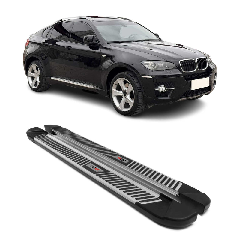 Marchepieds latéraux pédale pour BMW X5 E70 2006-2013 Aluminium Noir Gris 2Pcs